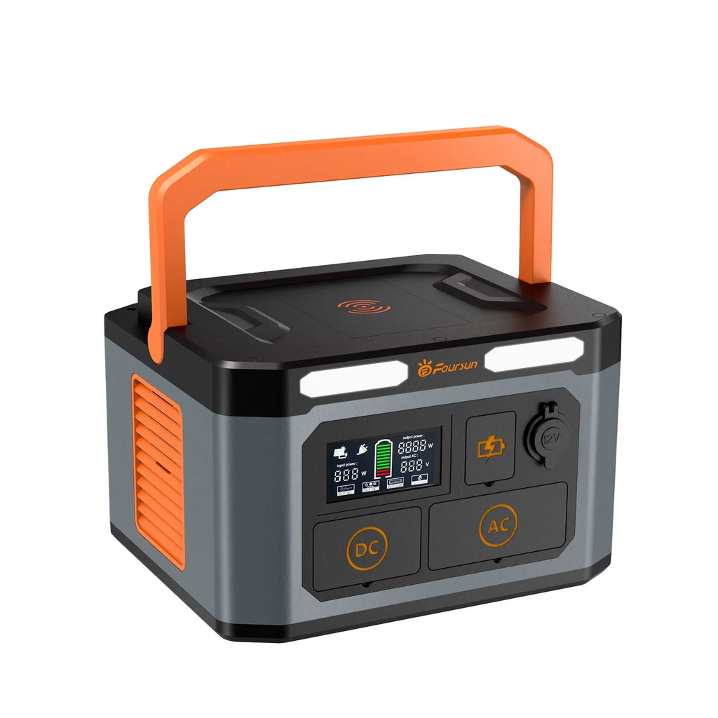 Foursun 1500W(3000W Peak) Portable  Sizetation,1598.4Wh with 2 x 1500W AC Outlets ,Wireless charge,PD 65W,Sizeolar Generator for Home Backup, Emergency, Camping