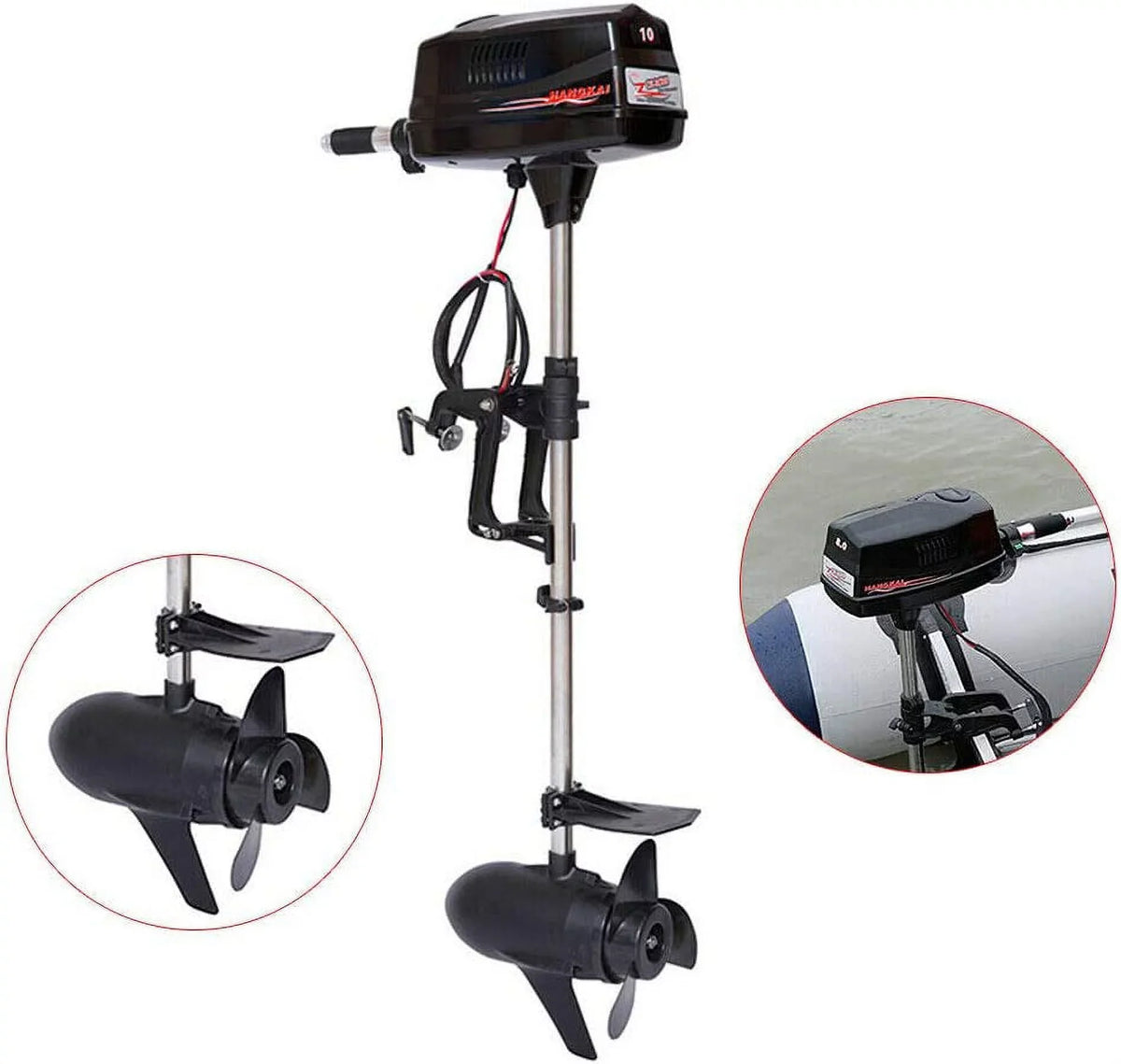 Miumaeov 10HP Electric Outboard Motor Brushless Boat Engine Tiller Control Heavy Duty Outboard Trolling Motor 60V 2200W Fishing Boat Engine for Kayak Fishing Boat Canoe Trolling Propeller