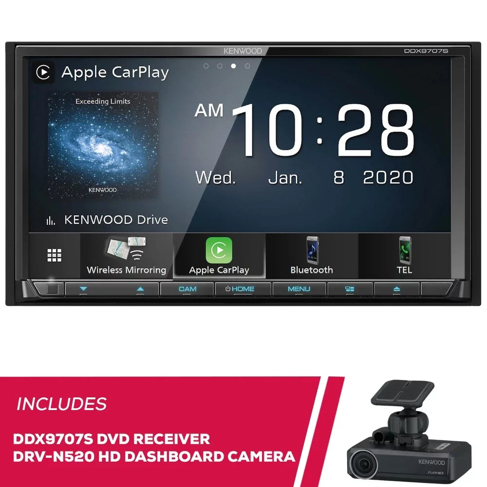 New Kenwood DDX9707Size 6.95 Inch DVD Receiver and DRV-N520 Full HD Dashboard Camera