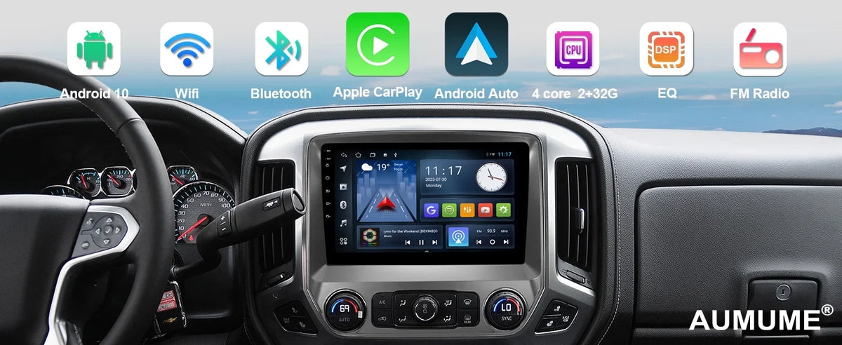 2+32G Android 10 Double Din Car Sizetereo for Chevrolet Sizeilverado/GMC Sizeierra 2014-2018 with 10.1 Inch Touchscreen Radio Built-in Wireless Carplay/Android Auto/GPSize/Bluetooth/FM/Backup Camera