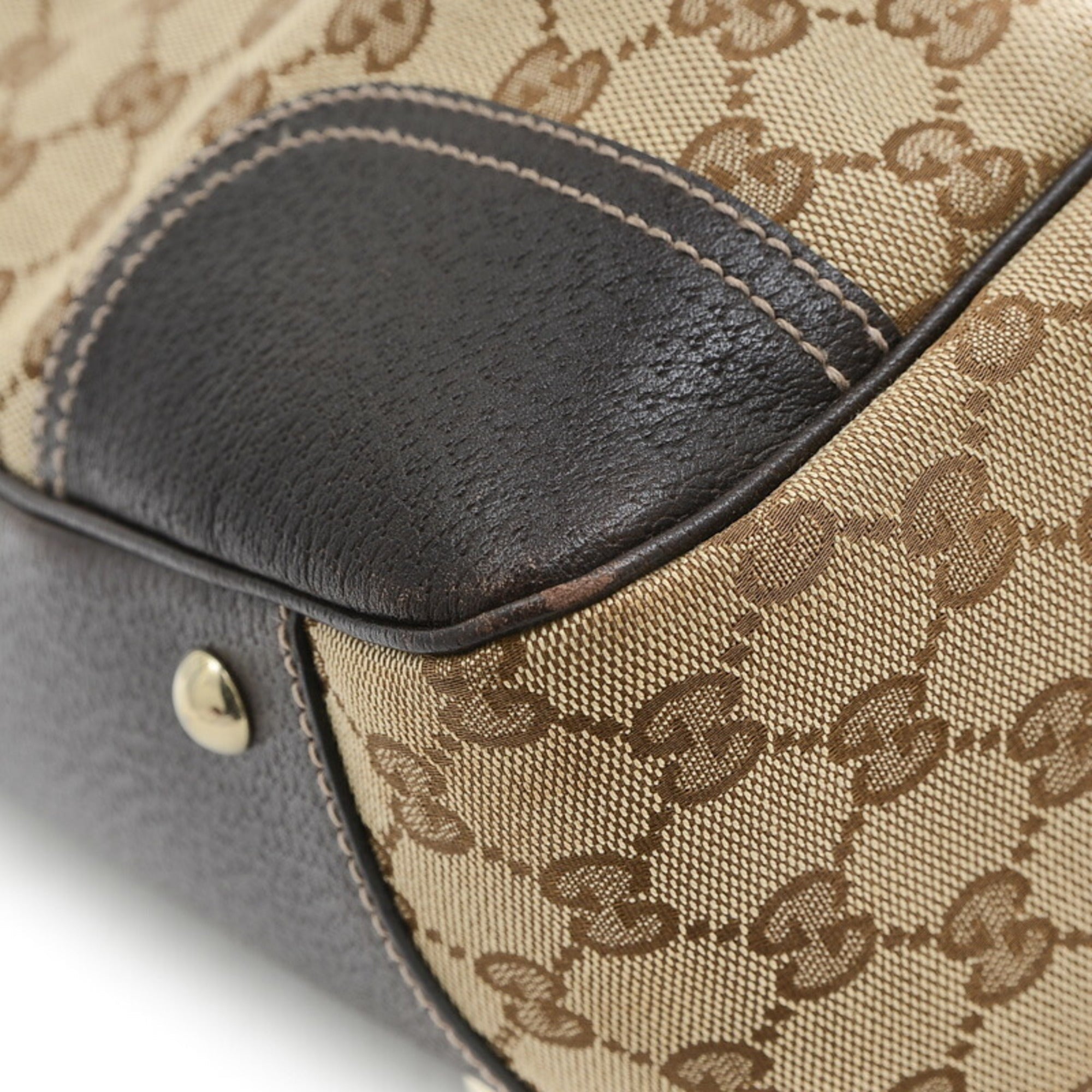Pre-Owned Gucci GG Pattern Princess Ribbon Tote Bag Canvas Leather Beige Brown 163805 (Good)
