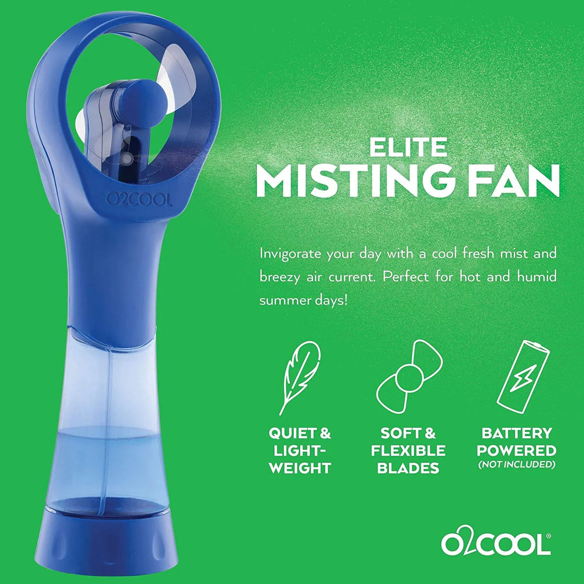 O2COOL 3.5 inch Elite Battery Powered handheld Misting Fan for Personal Cooling, Pink Raspberry, 2 Pack