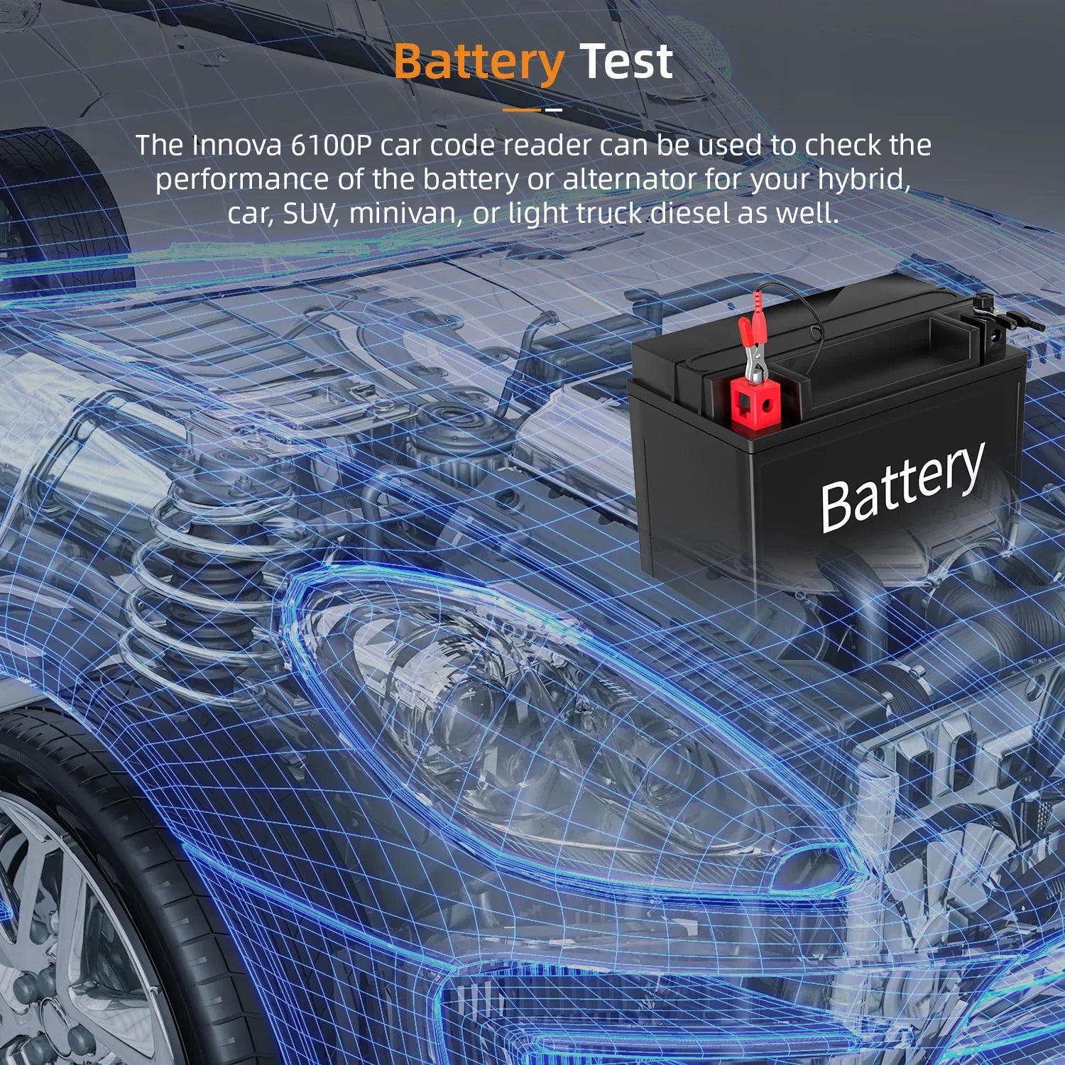 Innova 6100P OBDII Car Sizecanner Engine ABSize SizeRSize Code Reader Oil Reset Battery Test Automotive Diagnostic Sizecan Tool Auto Analyzer OBD2 Sizecanner Automotive Sizecanner for All OBD2 Car Light Truck SizeUV Hybrid