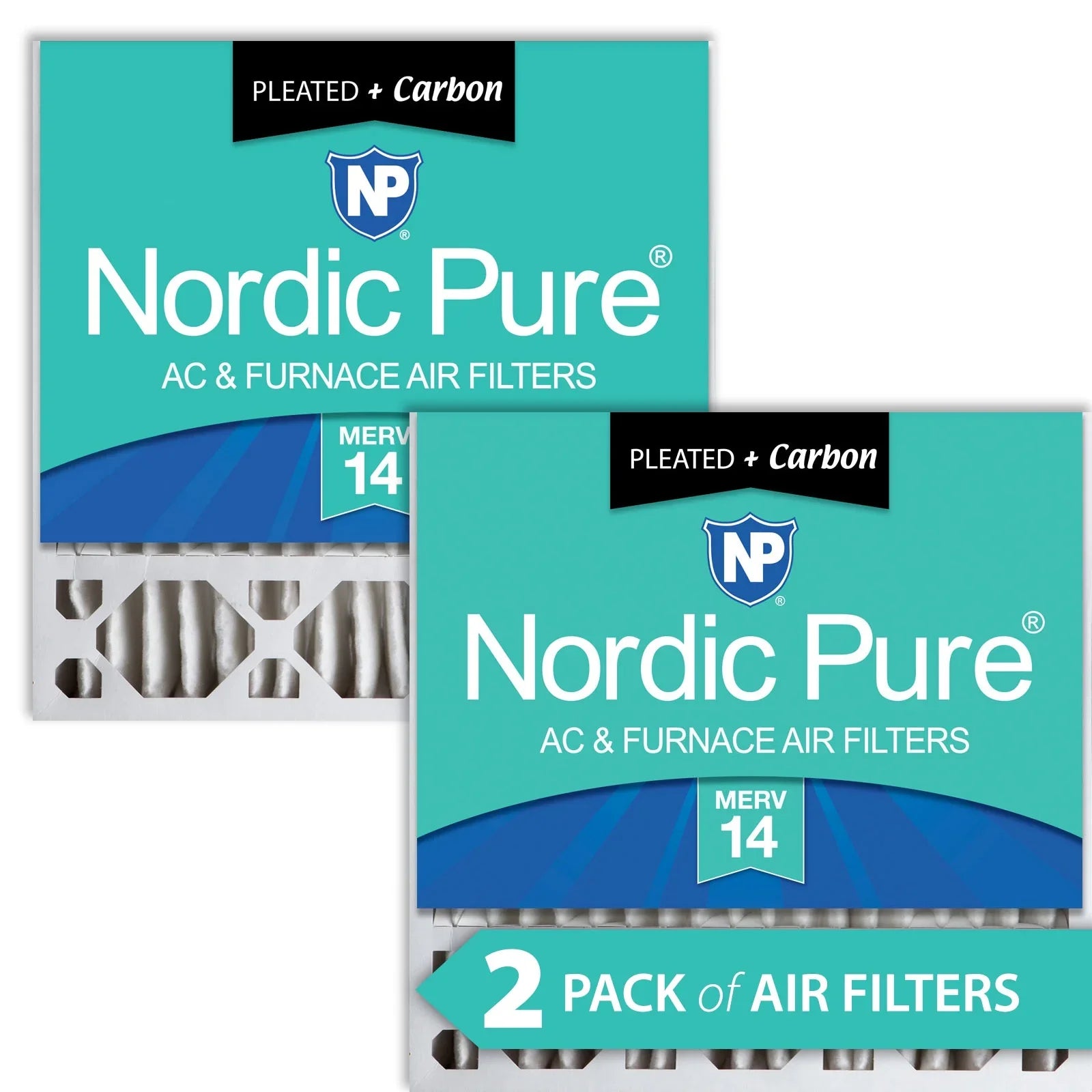 20x20x5 (4 3/8) Honeywell Replacement Furnace Filters MERV 14 Plus Carbon 2 Pack