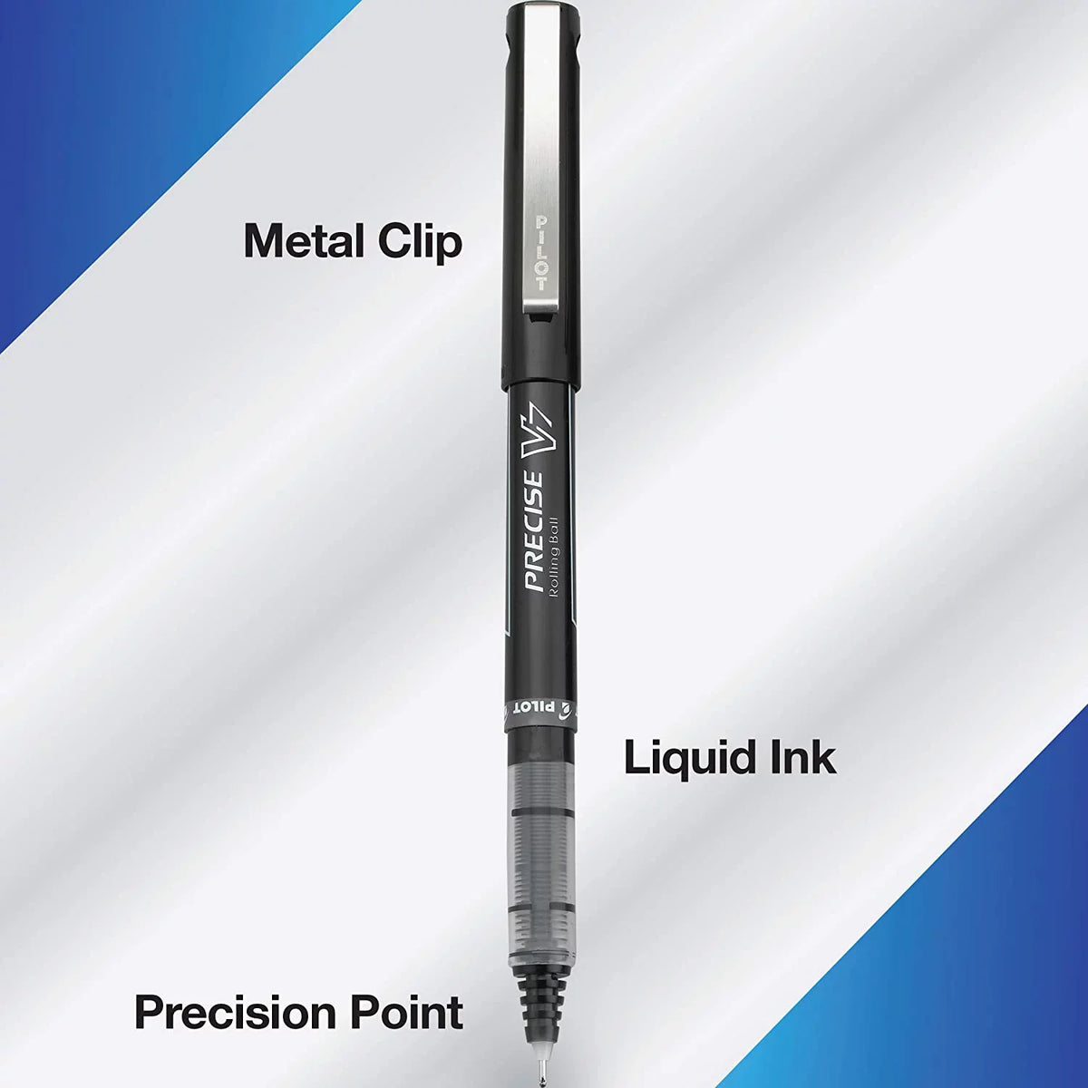 PILOT Precise V7 Sizetick Liquid Ink Rolling Ball Sizetick Pens, Fine Point, Black Ink, 12 Count (35346)