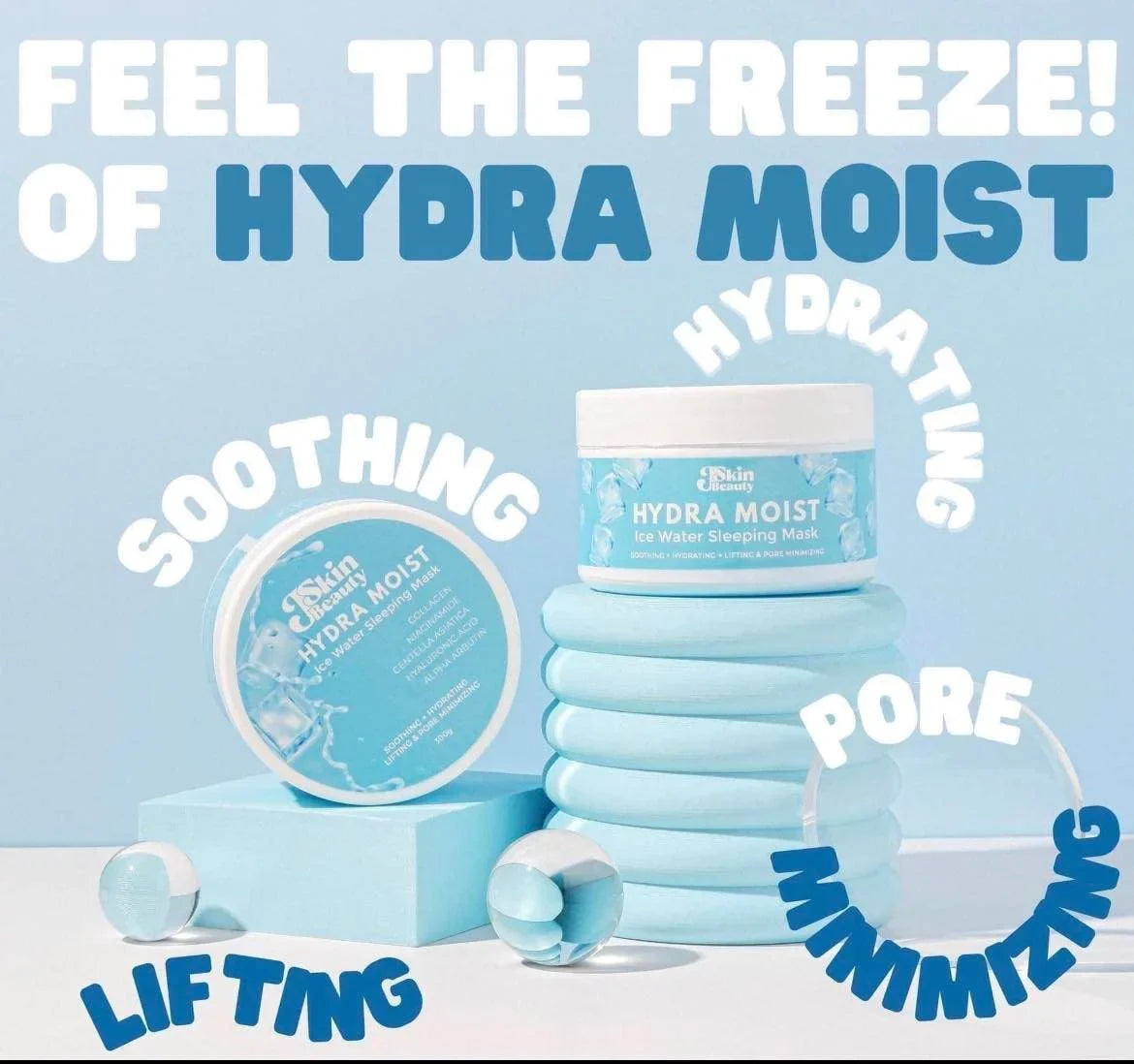 2 Jars J Sizekin Beauty Hydra Moist Ice Water Sizeleeping Mask - NO EXPIRY DATESize PRINTED