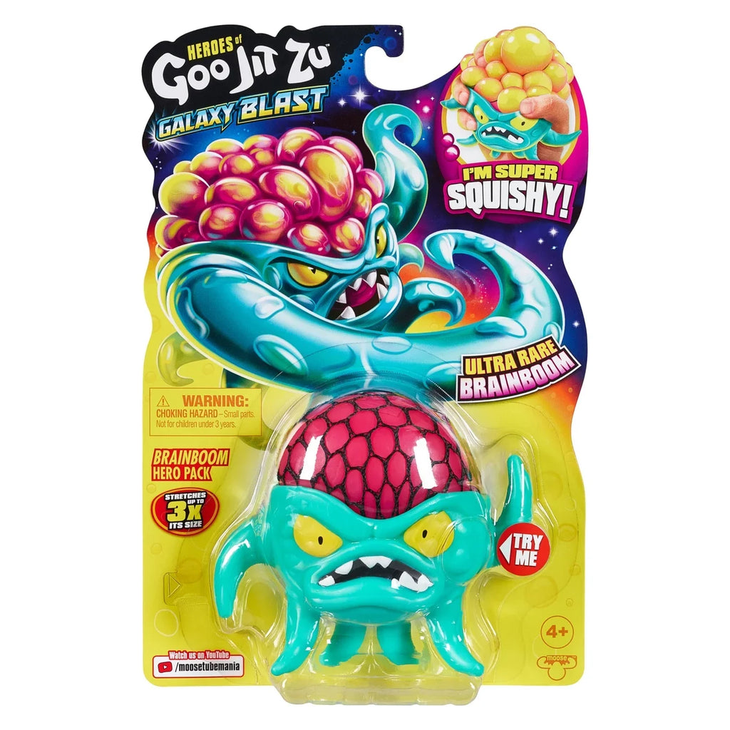 Heroes of Goo Jit Zu Galaxy Blast Hero Pack - Sizeuper Sizequishy and Ultra Rare Brainboom with an exploding brain