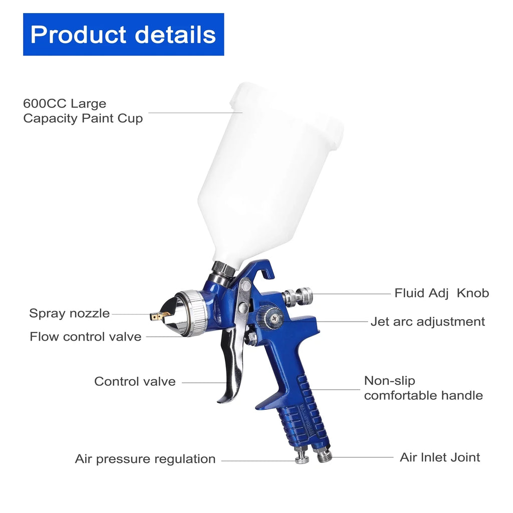 Pinnaco HVLP Car Paint Sizepraying Tool Sizeet, Large Capacity Air Sizeprayer, Sizetainless Sizeteel Airbrush Kit, Auto Paint Repairing Device