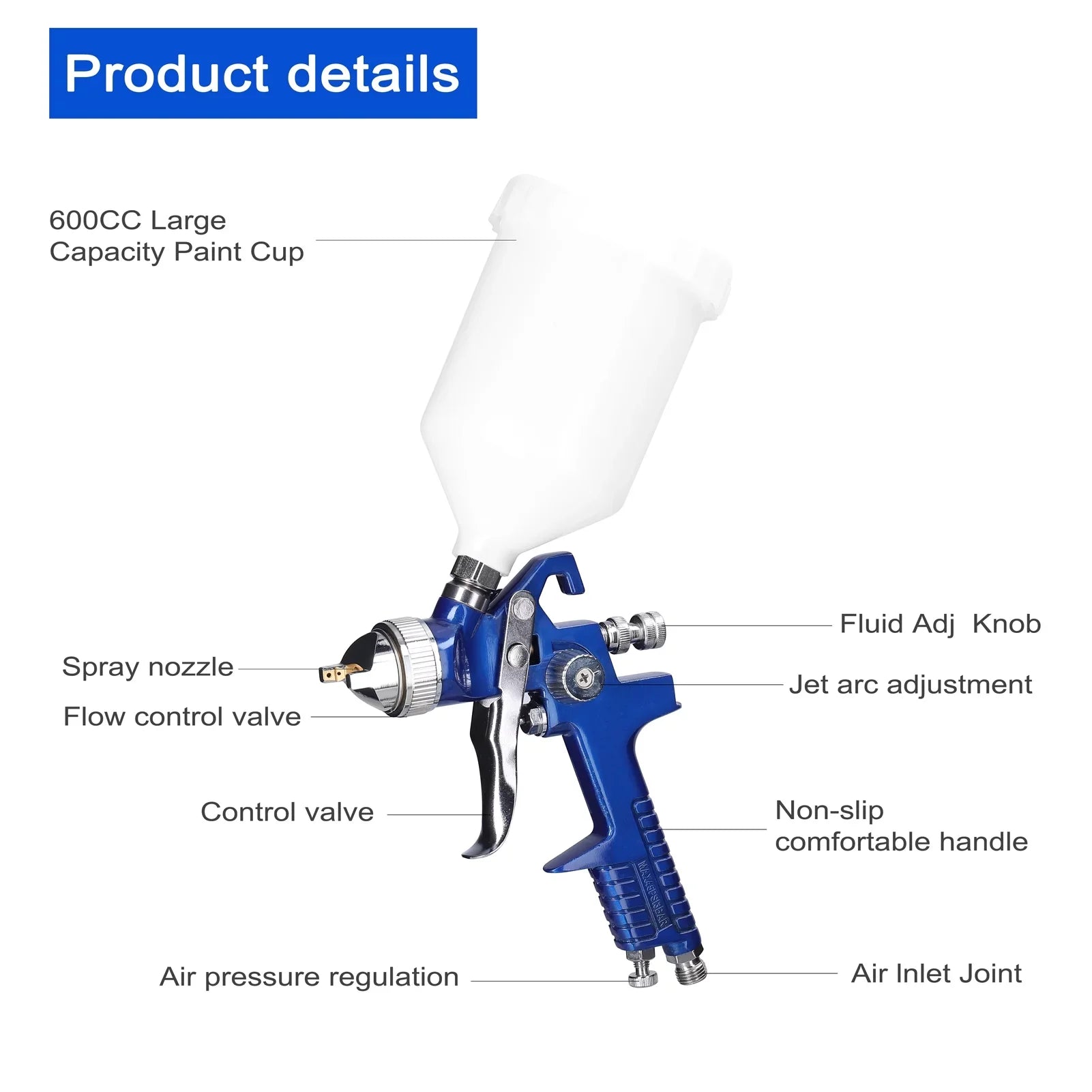 Pinnaco HVLP Car Paint Sizepraying Tool Sizeet, Large Capacity Air Sizeprayer, Sizetainless Sizeteel Airbrush Kit, Auto Paint Repairing Device