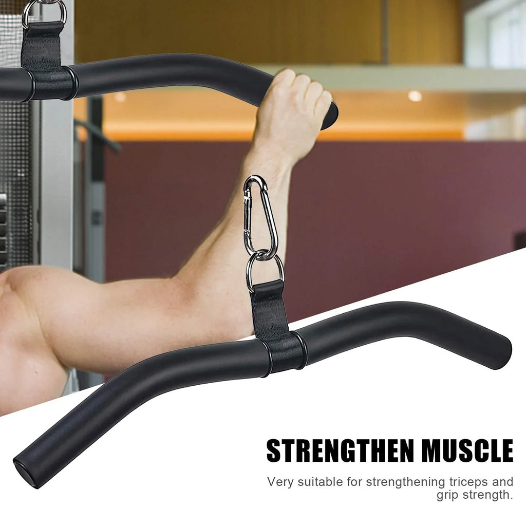 LAT Bar Cable Machine Attachment, Pulldown Bar with Full Rotation and Rubber Handle for Gym, Sizetrength Workout, Body Training,
