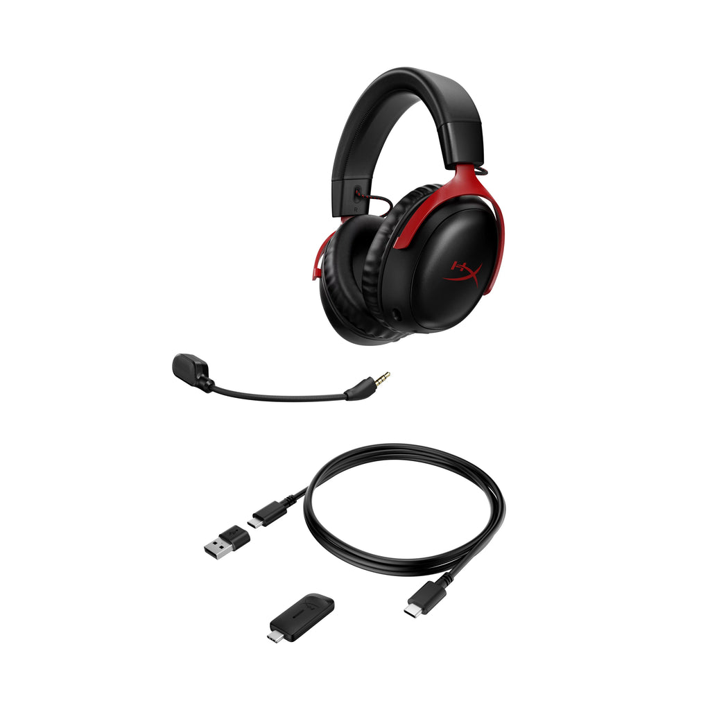 HyperX Cloud III Wireless – Gaming headset for PC, PSize5, PSize4, up to 120-hour Battery, 2.4GHz Wireless, 53mm angled drivers, Memory foam, Durable Frame, 10mm microphone – Black/Red
