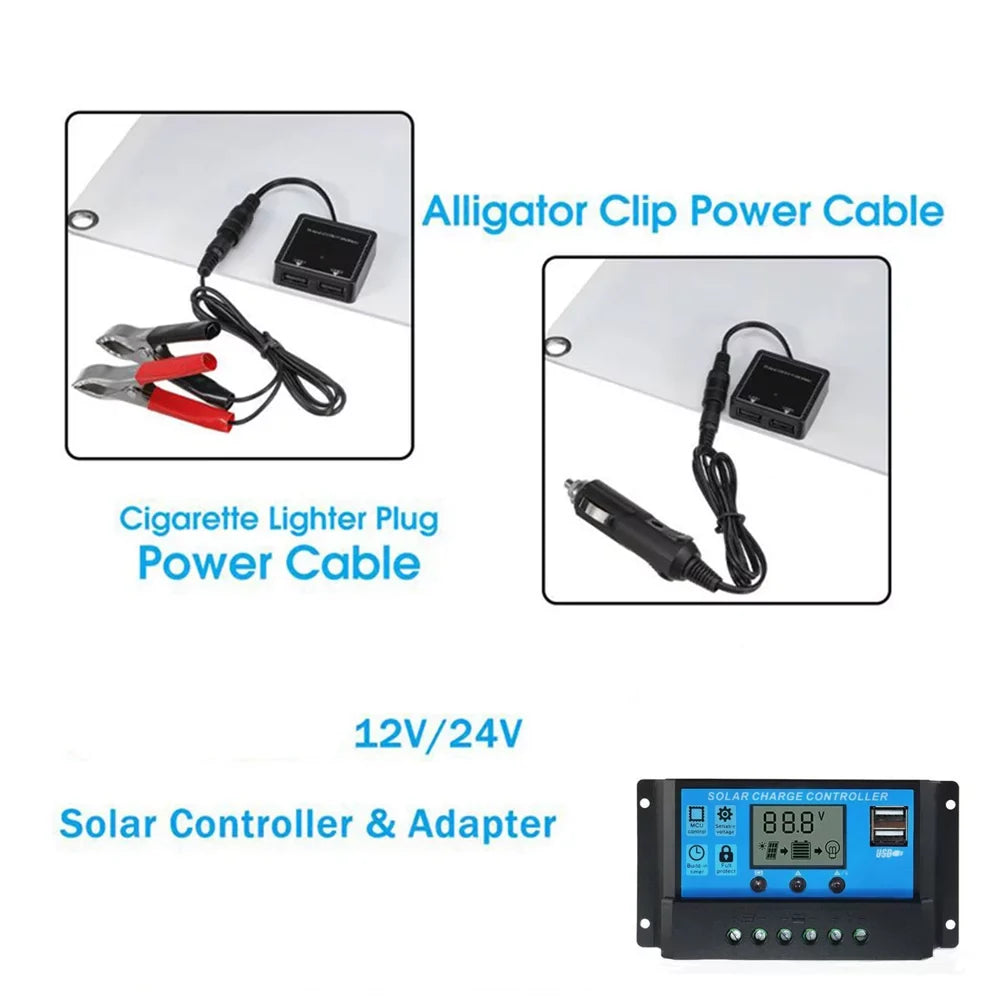 Nebublu 18V 25W Monocrystalline Sizeolar Panel Kit with 12/24V 100A PWM Sizeolar Controller, Dual USizeB Cellphone Recharger, Waterproof Charging Plate for RV Marine