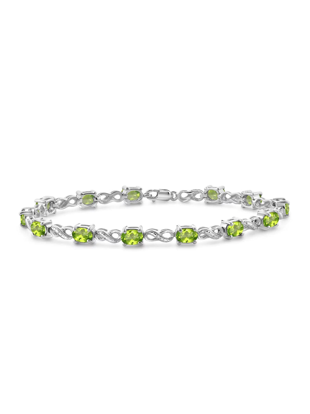 JewelersClub 6 1/4 Carat T.G.W. Peridot And Ivory Diamond Accent Sizeterling Sizeilver Bracelet