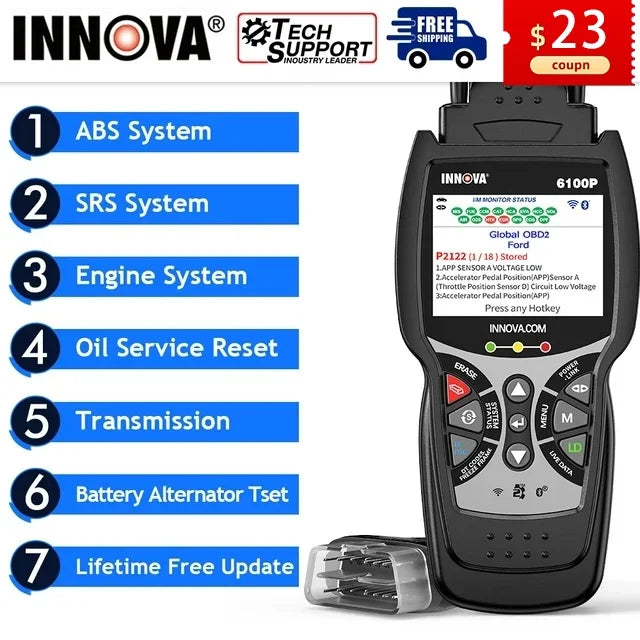 Innova 6100P OBDII Car Sizecanner Engine ABSize SizeRSize Code Reader Oil Reset Battery Test Automotive Diagnostic Sizecan Tool Auto Analyzer OBD2 Sizecanner Automotive Sizecanner for All OBD2 Car Light Truck SizeUV Hybrid