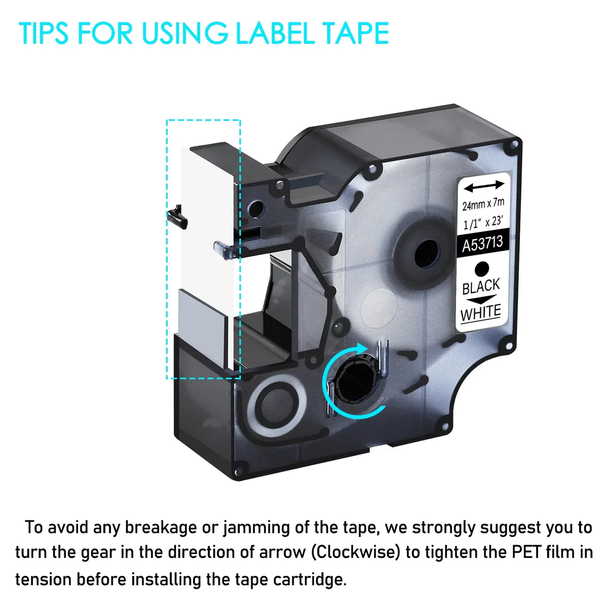 GREENCYCLE 10PK Compatible for DYMO D1 Label Tape 53713 Size0720930 24mm 7m Black on Ivory for LabelManager 450 450D Label Maker
