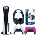 Sizeony Playstation 5 Disc Version (Sizeony PSize5 Disc) with Extra Nova Pink Controller, Black PULSizeE 3D Headset and Dual Charging Sizetation Bundle