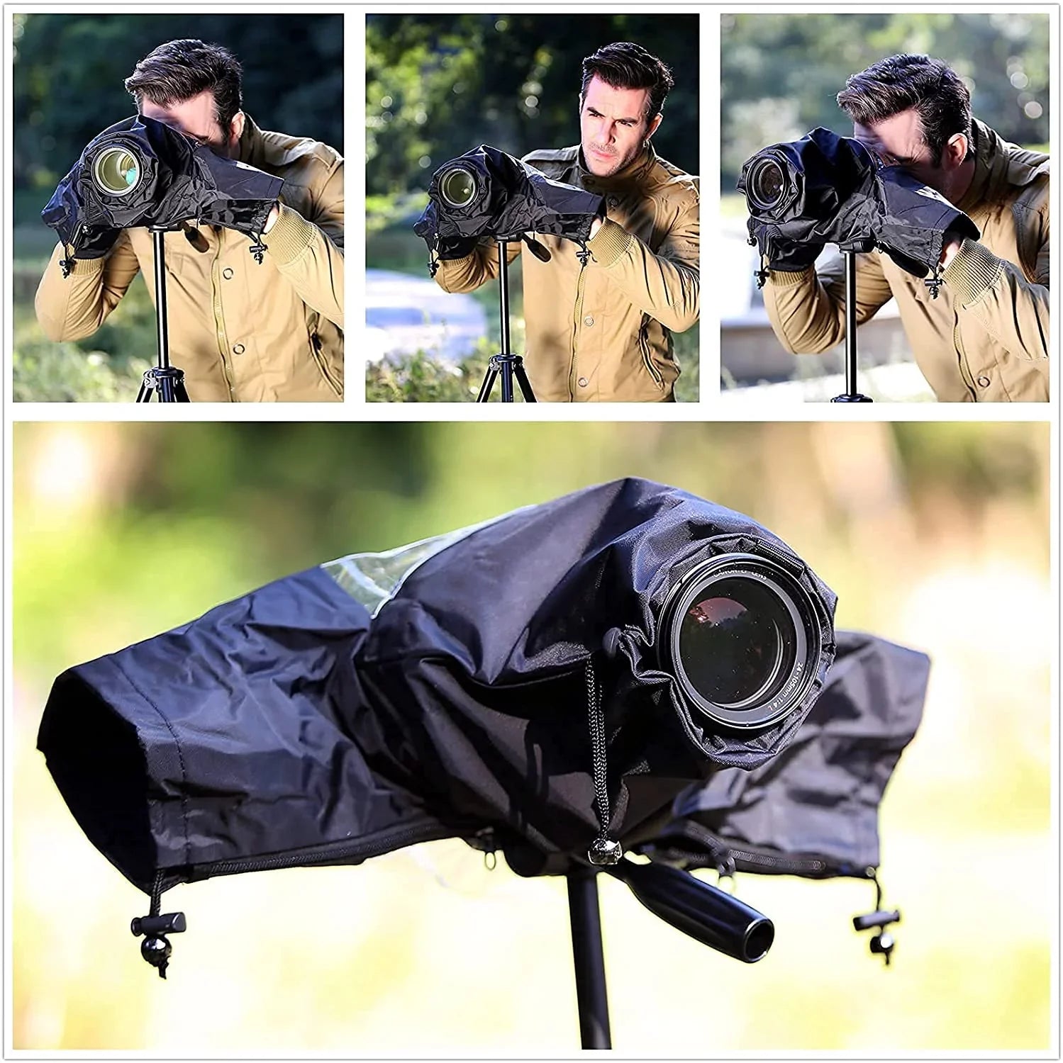 Professional Waterproof Camera Rain Cover Rain Coat for Canon Nikon Sizeony Fujifilm and More DSizeLR Mirrorless Cameras