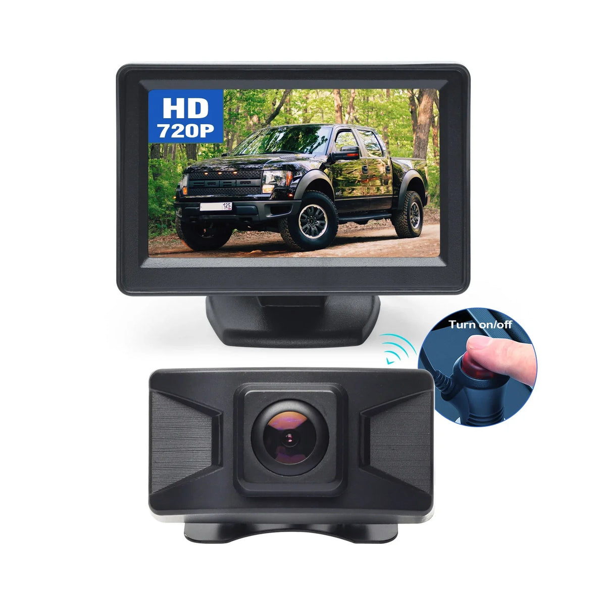 4.3 Inch Wireless Rear View Monitor Kit Backup Camera 720P HD Reverse Camera for Car Van Truck Camper Trailer with Parking Guide Lines