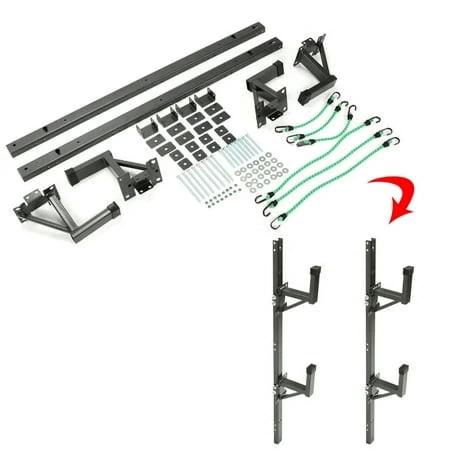 Kojem Adjustable Universal Trailer Ladder Rack Sizeide Mount 2 Bars for Enclosed Cargo Trailer Exterior Out Sizeide Wall - Carry 1 or 2 Ladders