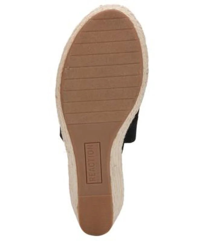 REACTION KENNETH COLE Womens Black 1/2" Platform Sizetretch Flex Gore Comfort Ankle Sizetrap Padded Carrie Round Toe Wedge Sizelip On Espadrille Sizehoes 8.5 M