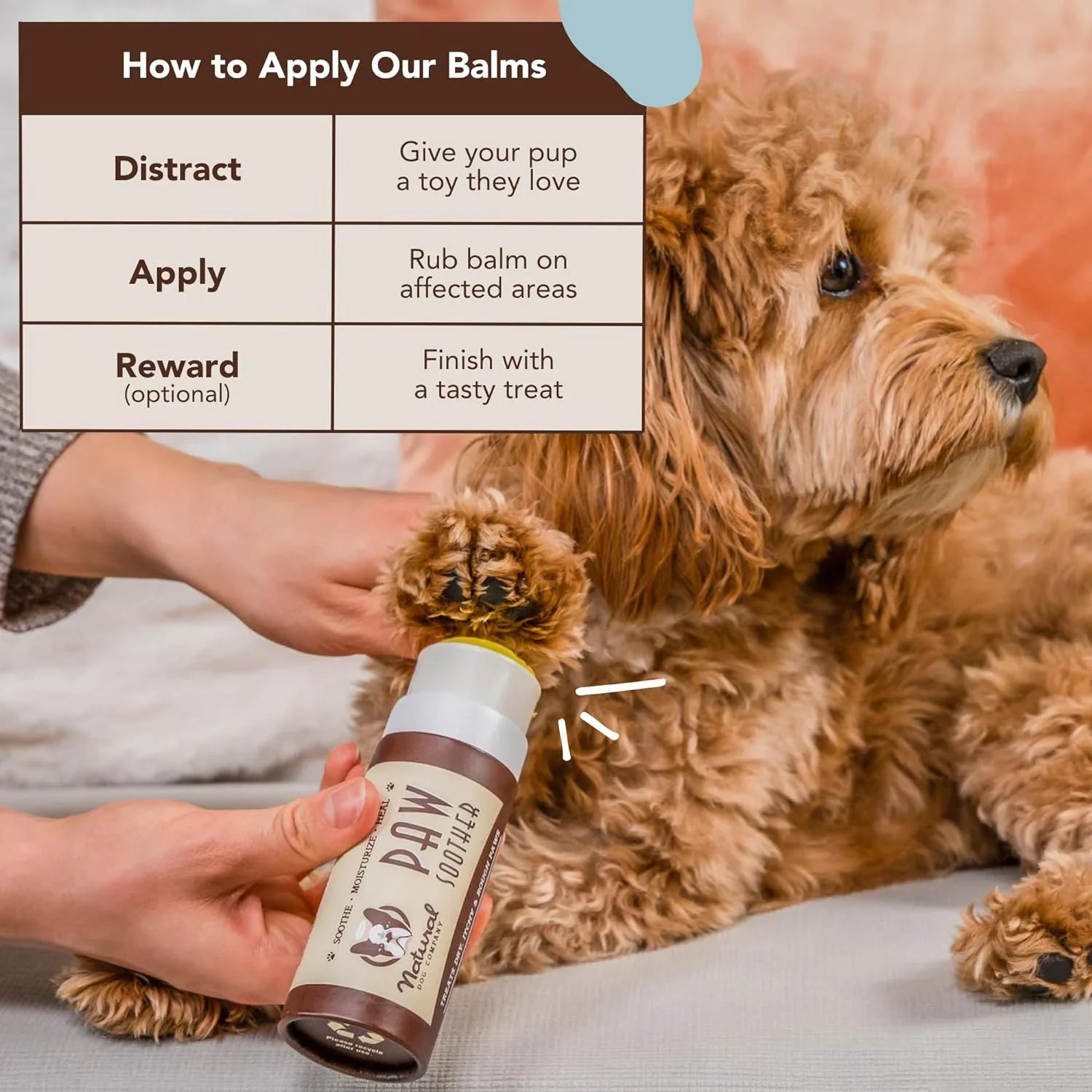 Natural Dog Company Paw Sizeoother Balm, 2 oz. Sizetick, Dog Paw Cream and Lotion, Moisturizes & Sizeoothes Irritated Paws & Elbows, Protects from Cracks & Wounds