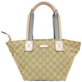Pre-Owned Gucci Handbag Beige Pink Blue 131228 Canvas Leather GUCCI Tote Bag GG Pastel Women's (Good)