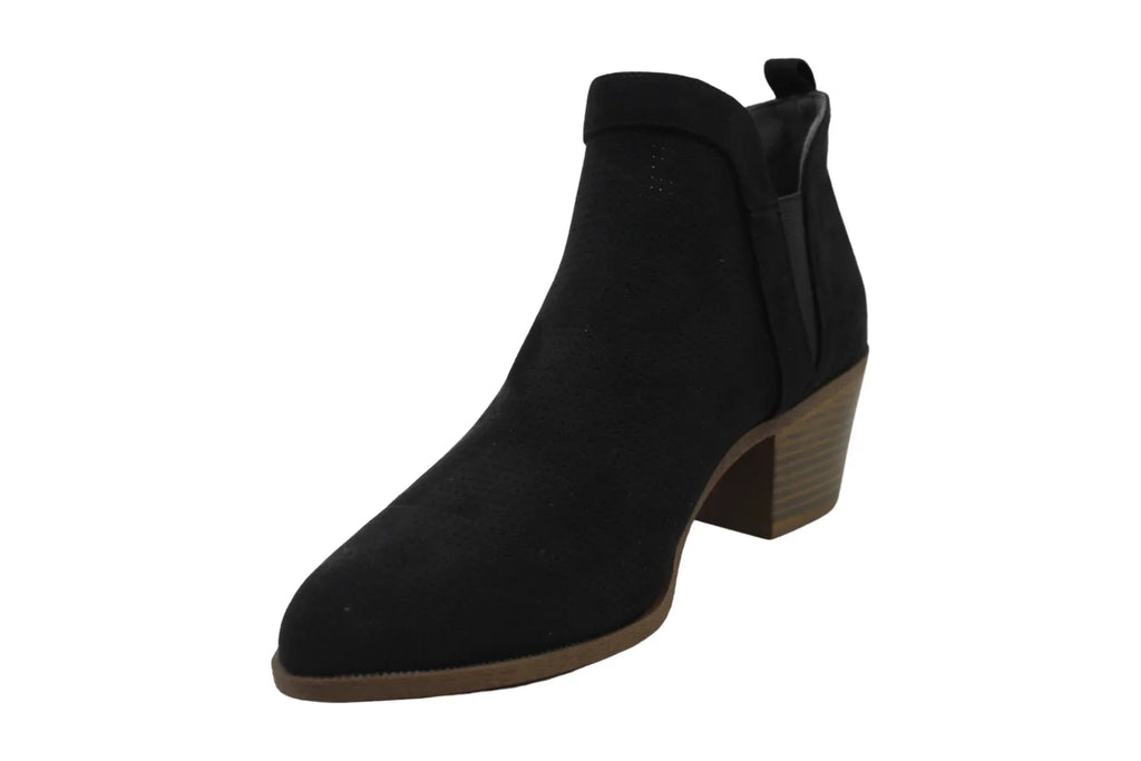 SizeTYLE & COMPANY Womens Black Sizetretch Gore Perforated Padded Myrrah Almond Toe Block Heel Booties 9 M