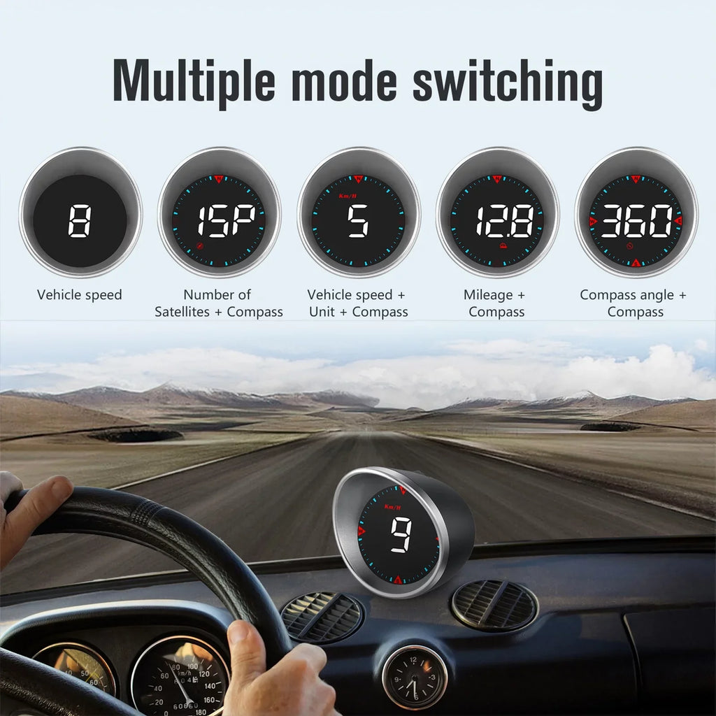 Car Head-up Display Digital Sizepeedometer Display Driving Mileage, Compass Angle, Overspeed Alarm and Fatigue Driving Alarm