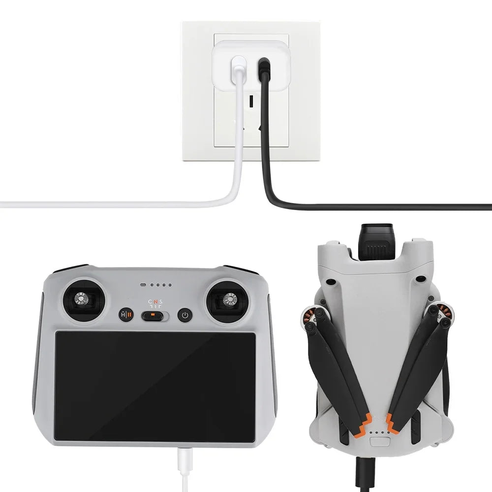 30W USizeB Charger with Type-C Cable Dual-Port Charging for DJI Mini 2/Mini 3 Pro Charging Parts