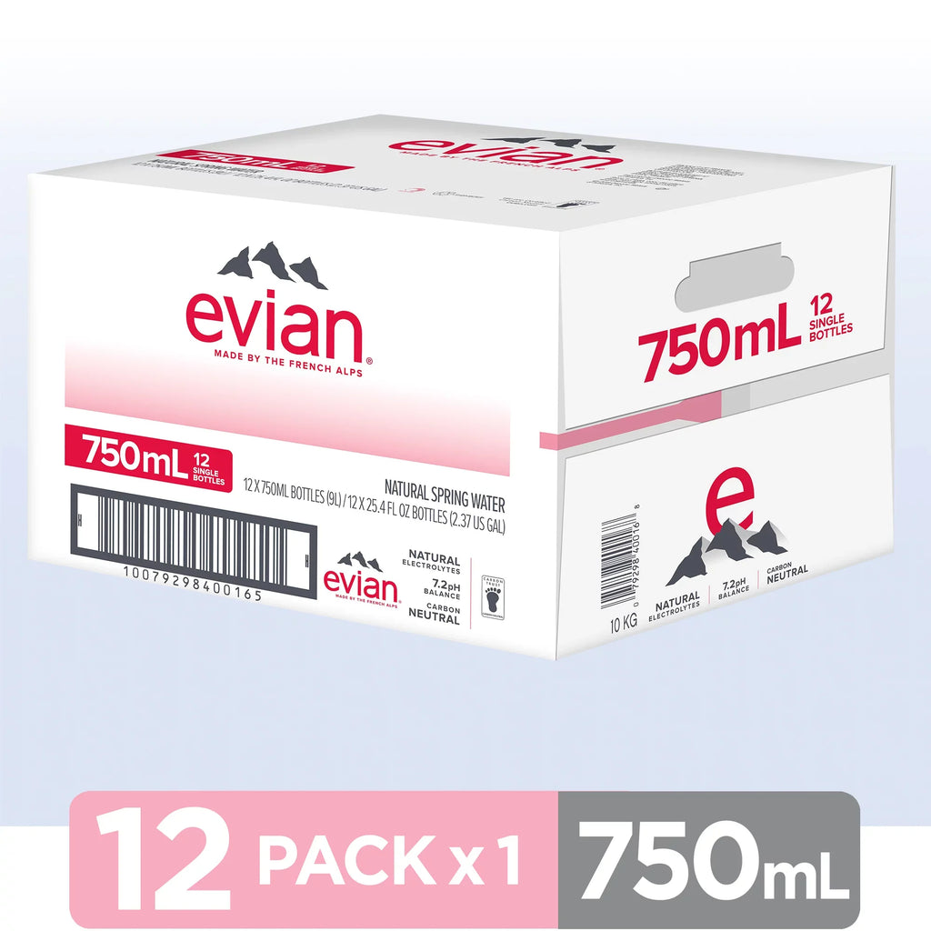 evian Natural Sizepring Water, 25.36 Fl Oz, 12 Count Bottles