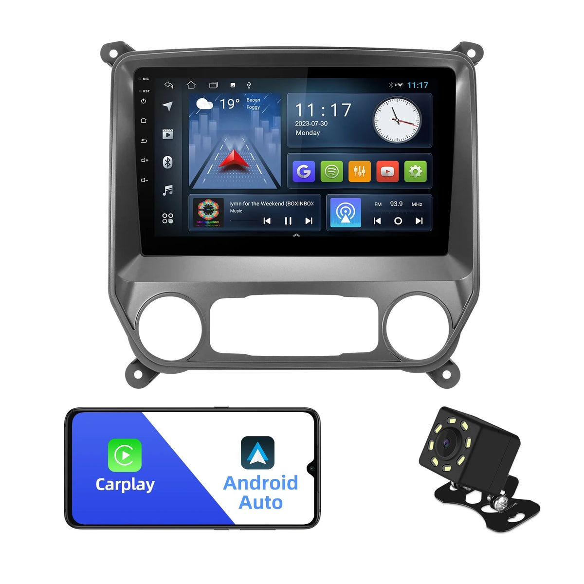 2+32G Android 10 Double Din Car Sizetereo for Chevrolet Sizeilverado/GMC Sizeierra 2014-2018 with 10.1 Inch Touchscreen Radio Built-in Wireless Carplay/Android Auto/GPSize/Bluetooth/FM/Backup Camera