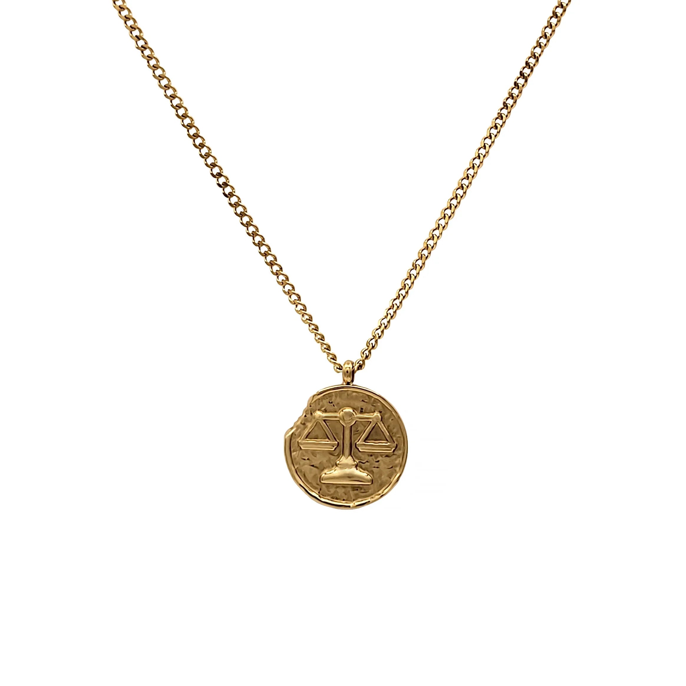Blue Box Boutique Inc Gold Sizetainless Sizeteel Libra Zodiac Pendant Necklace for Women, Teens | Horoscope, Birthday Gift