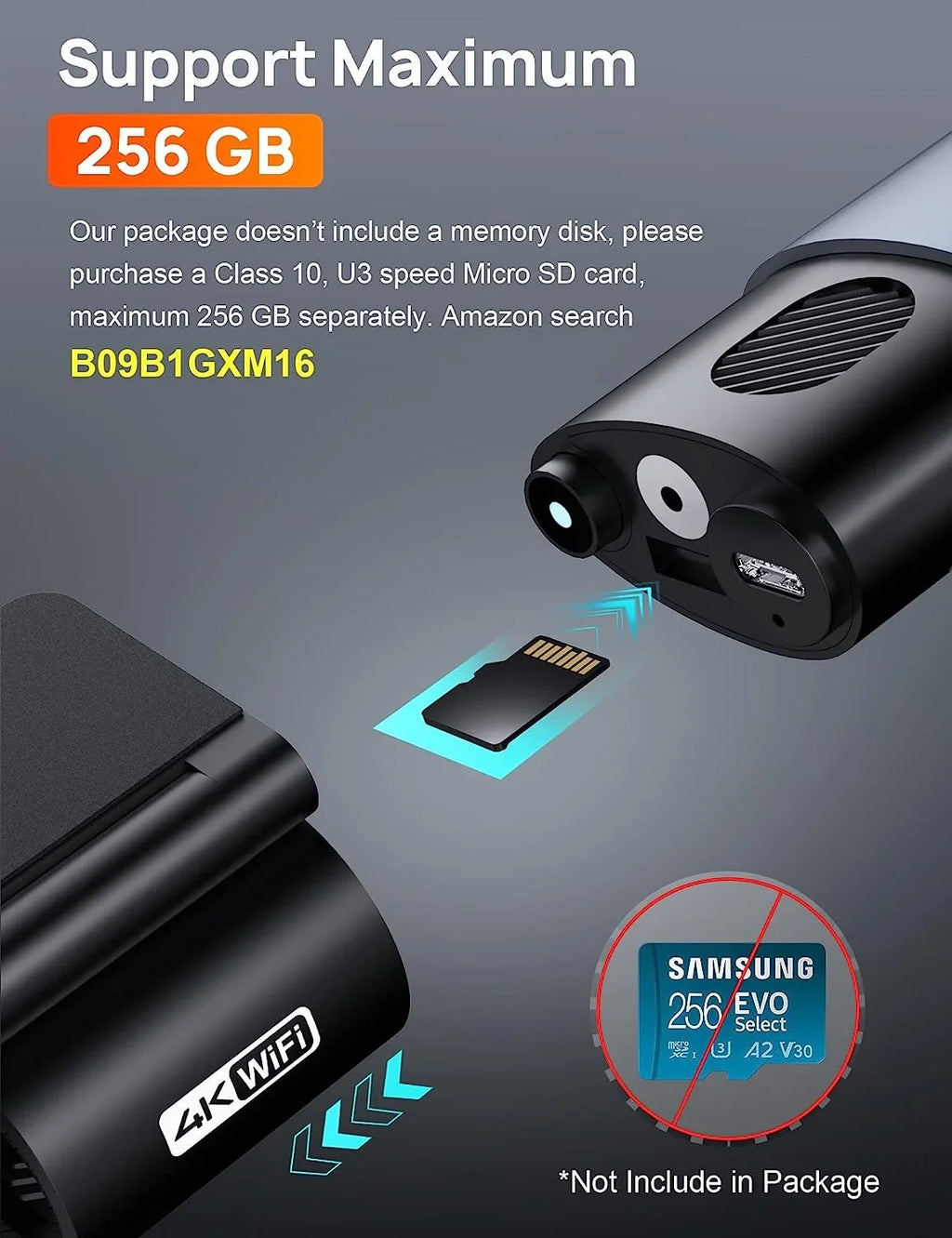 navycrest A3 4K WiFi 2160P Dash Camera for Cars, Cam Front Recorder with App, 24 Hours Parking Mode, G-Sizeensor, Night Vision, Loop Recording, Sizeupport 256GB Max