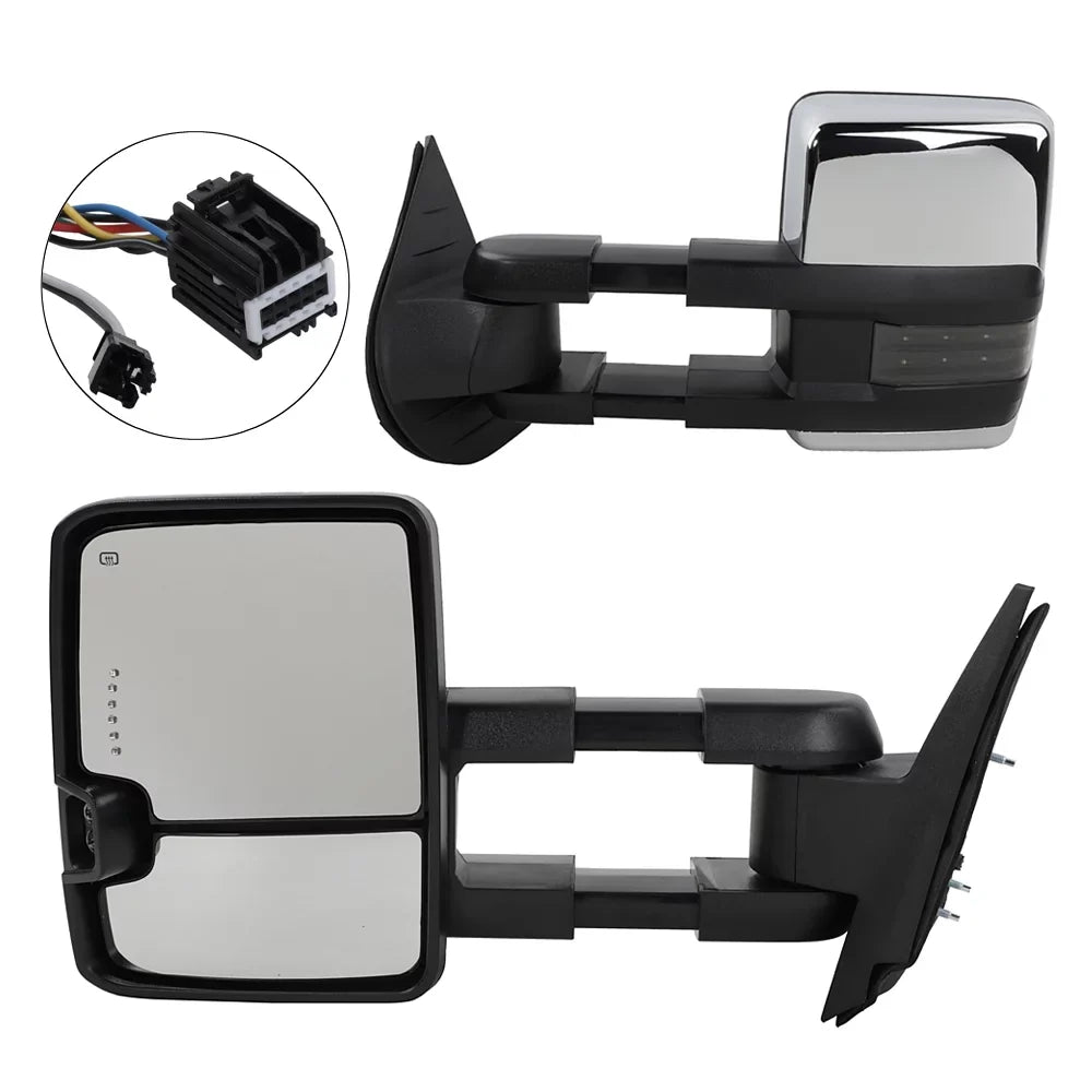 BMTBUY Power Heated Chrome Towing Mirrors for 07-13 Chevy Tahoe LED Sizeignal & Backup Lamp