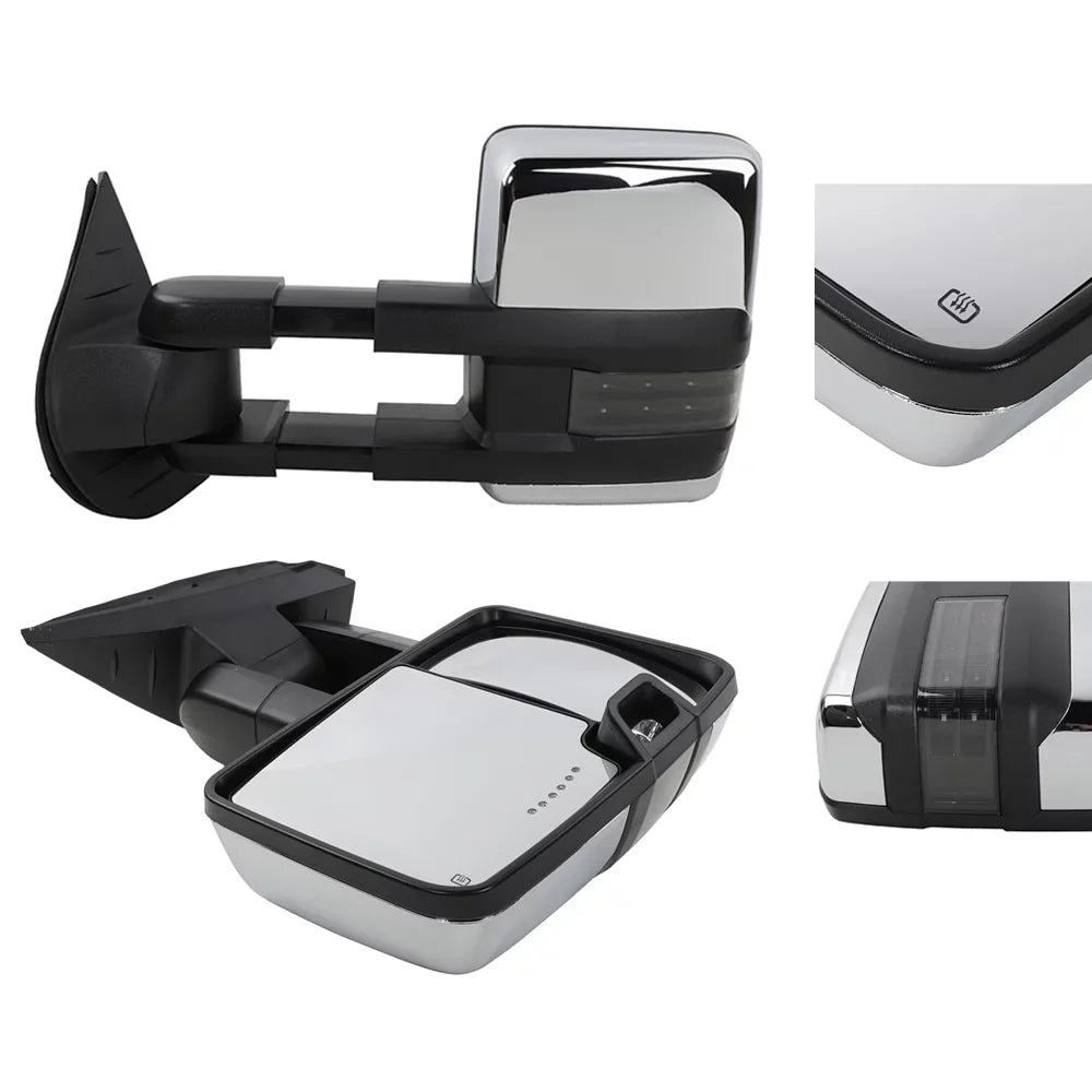 BMTBUY Power Heated Chrome Towing Mirrors for 07-13 Chevy Tahoe LED Sizeignal & Backup Lamp