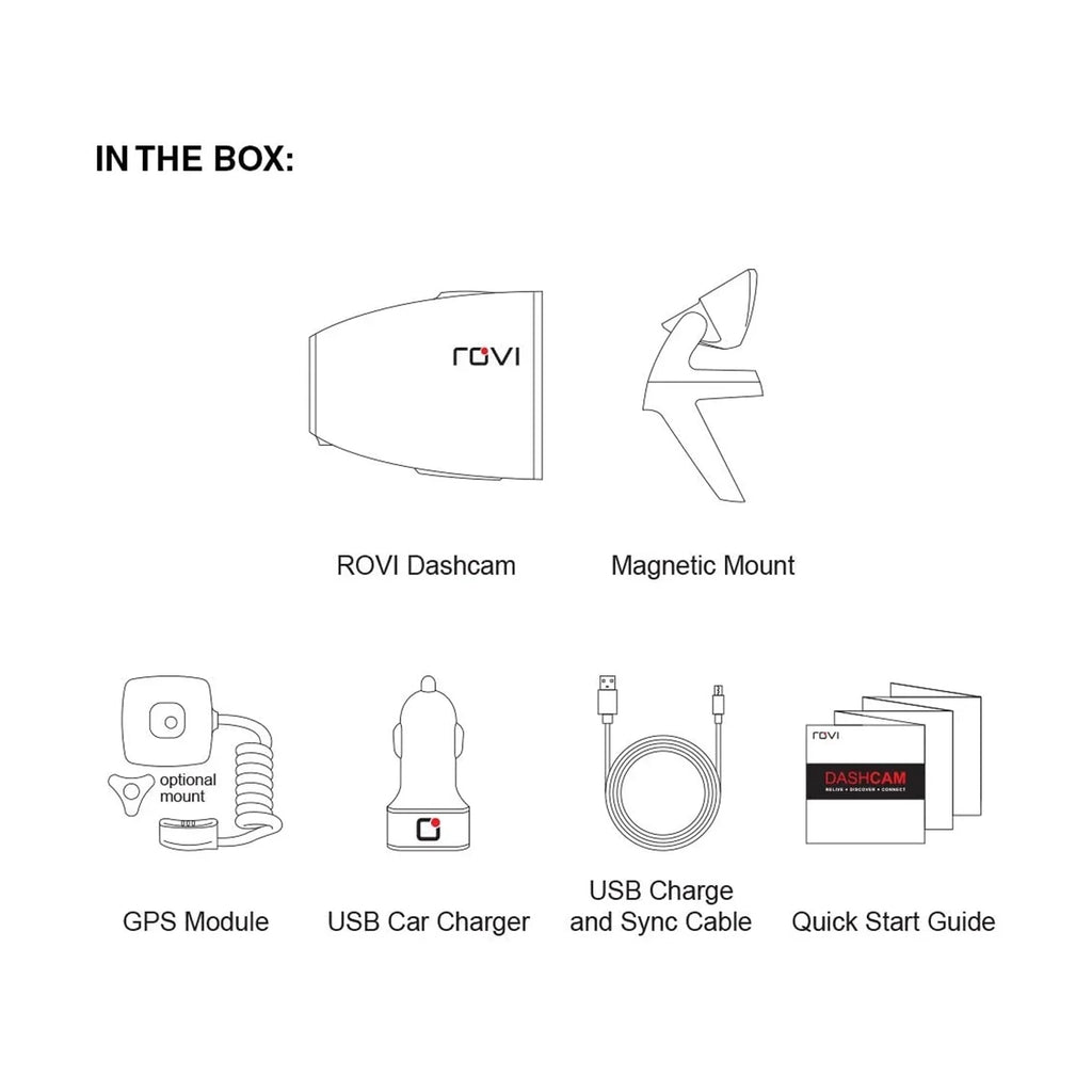 Rovi CL-6001 Magnetic Mount 1080p Full HD High Definition Panoramic Car Dash Camera Recorder with 1.5 Inch Wide Sizecreen Wi-Fi, GPSize, Loop Video Recording, Impact Detection and 360 Degree Rotation