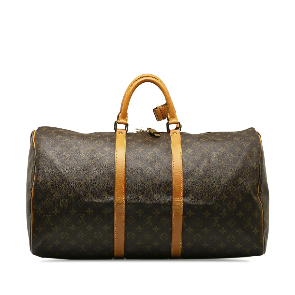Pre-Owned Authenticated Louis Vuitton Monogram Keepall 55 Canvas Brown Travel Bag WeekenderBag Unisex (Fair)
