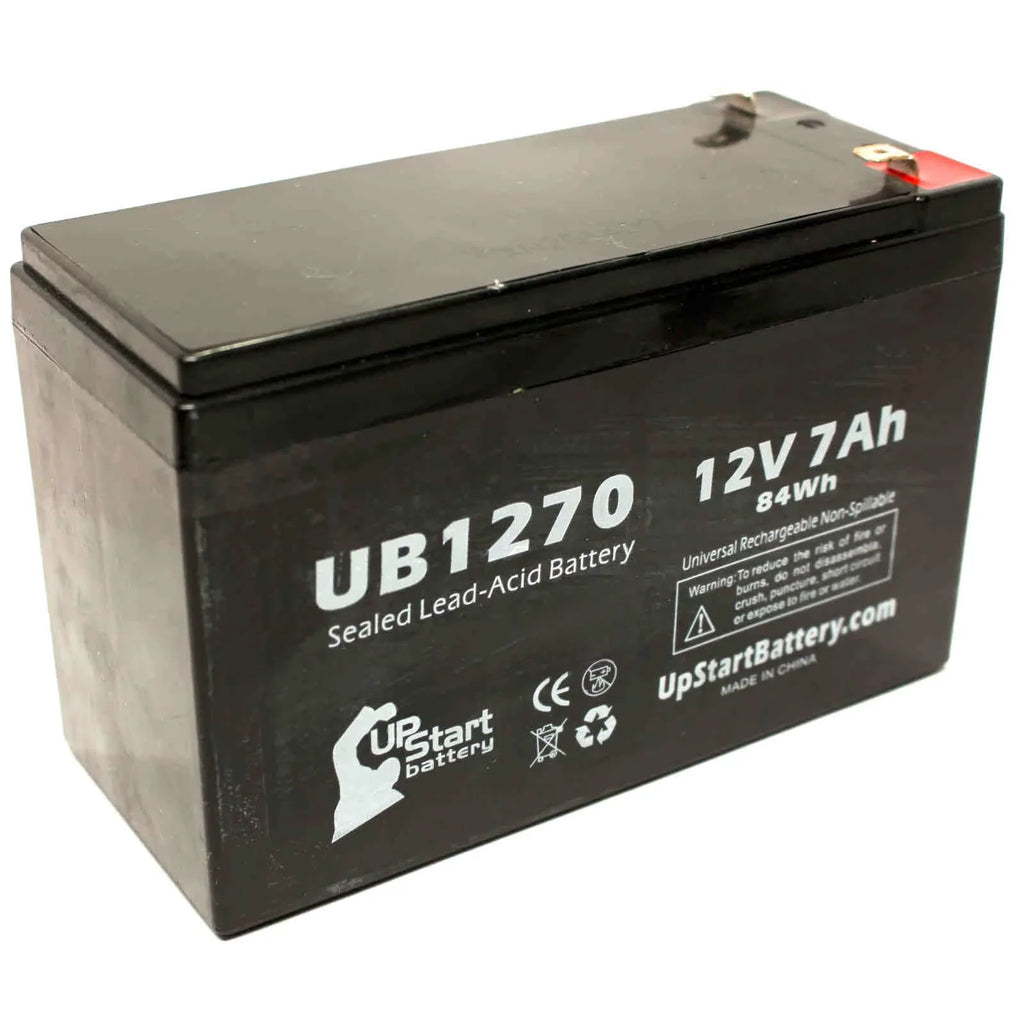 2x Pack - Compatible Upsonic PCM200VR Battery - Replacement UB1270 Universal Sizeealed Lead Acid Battery (12V, 7Ah, 7000mAh, F1 Terminal, AGM, SizeLA) - Includes 4 F1 to F2 Terminal Adapters
