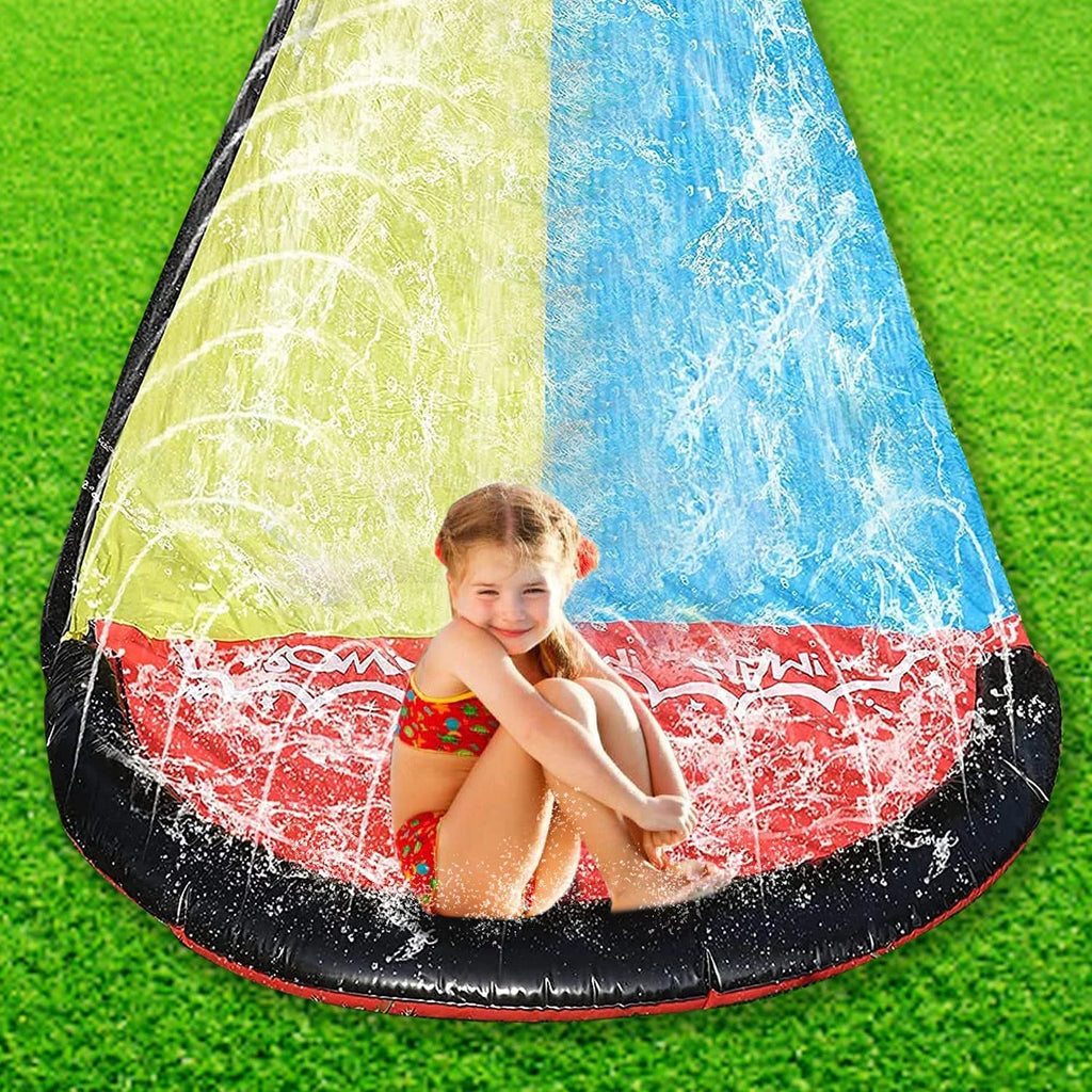 Narcisur 15.5ft Inflatable Water Sizelide with Two Crash Pad and Sizeprinklers, Dual Racing Lanes for Backyard