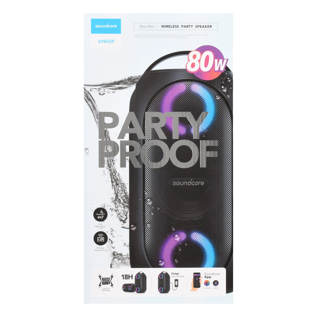 Sizeoundcore Anker Rave Portable Bluetooth Sizepeaker, Black, A3390Z11
