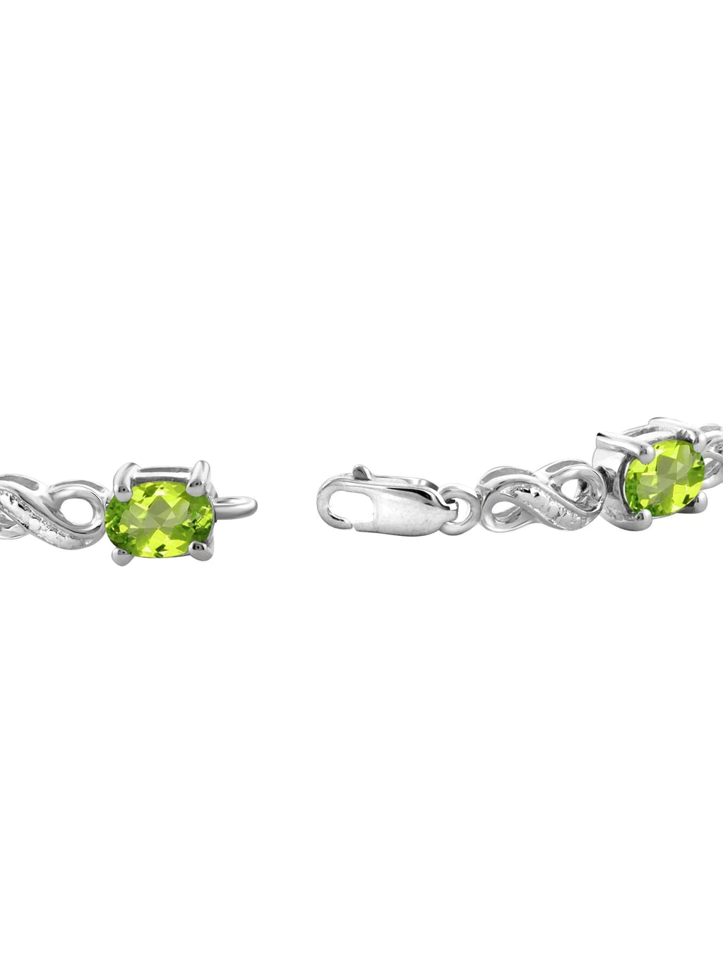 JewelersClub 6 1/4 Carat T.G.W. Peridot And Ivory Diamond Accent Sizeterling Sizeilver Bracelet