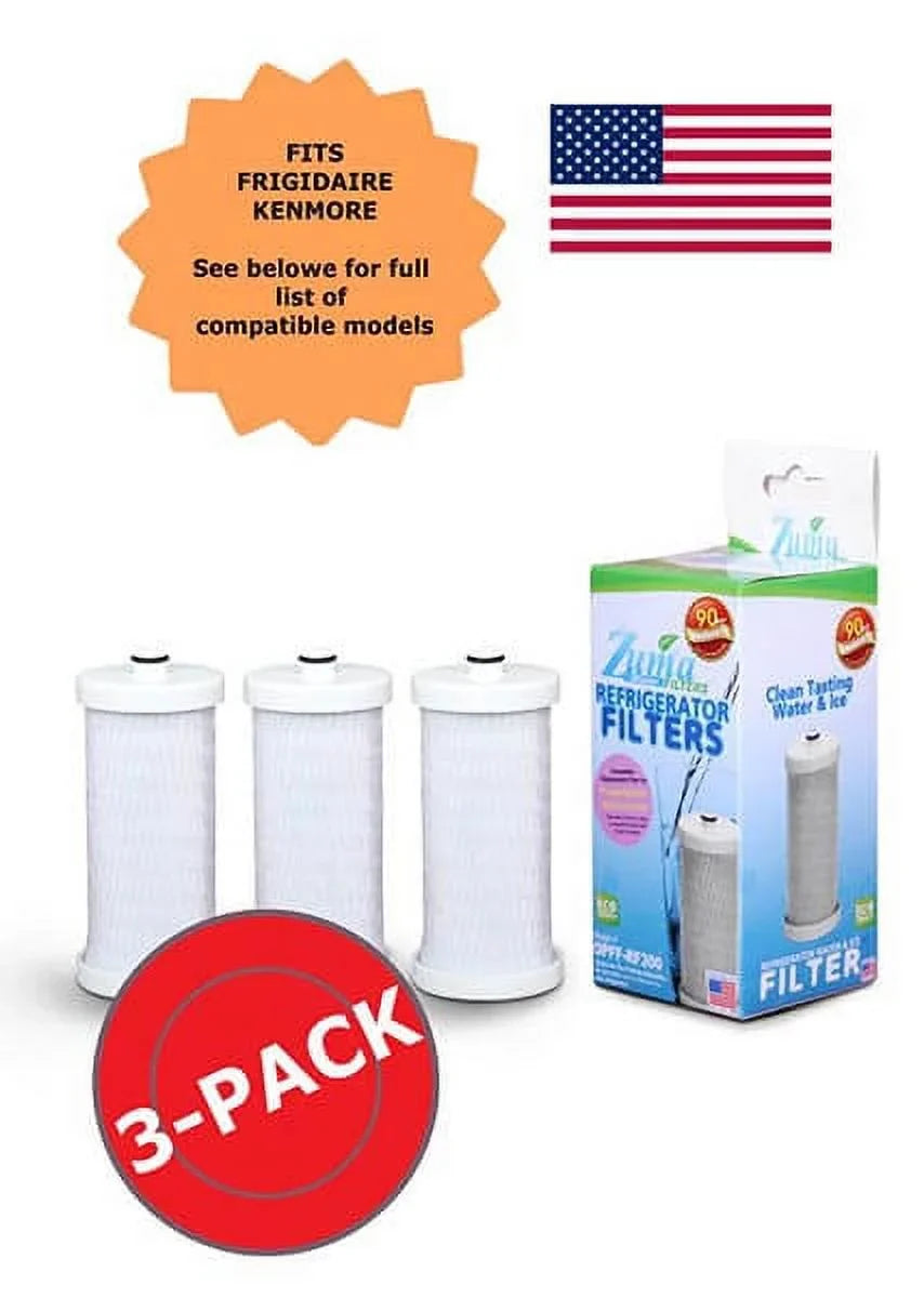 ZUMA Brand , Water and Ice Filter , Model # OPFF-RF300 , Compatible with Frigidaire® RF-100 - 3 Pack - Made in U.Size.A.