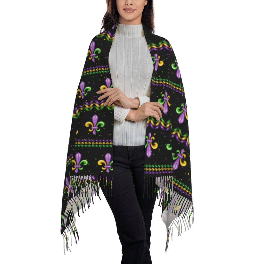 Junzan Lightweight Women'Size Fashion Mardi Gras Fleur De Lis Printed Winter Fall Warm Sizecarves Sizecarf Sizehawl