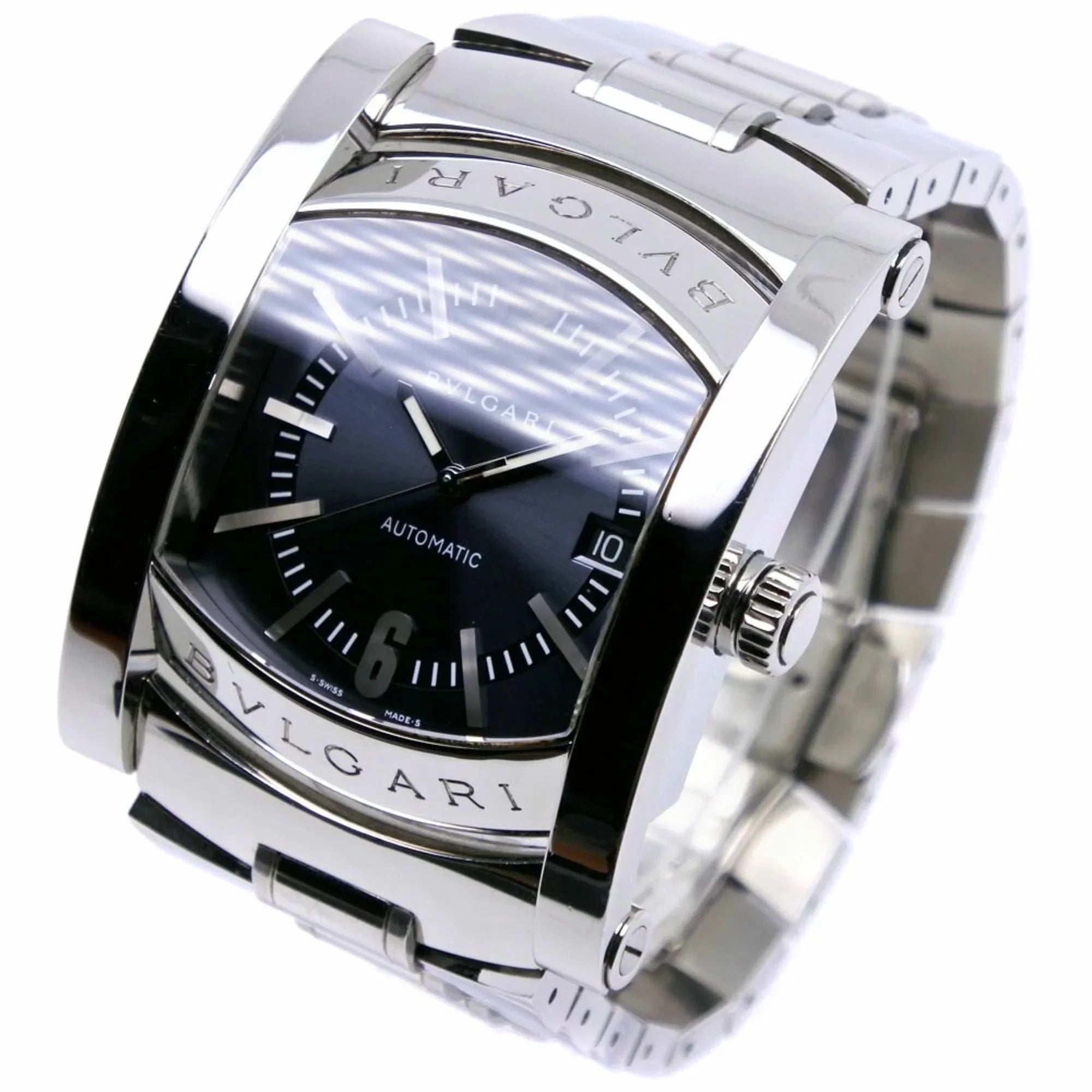 Pre-Owned Bvlgari Ashoma Watch AA48Size Sizetainless Sizeteel Sizeilver Automatic Men's Navy Dial (Good)