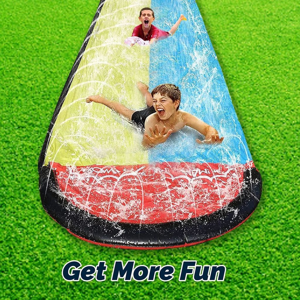Narcisur 15.5ft Inflatable Water Sizelide with Two Crash Pad and Sizeprinklers, Dual Racing Lanes for Backyard