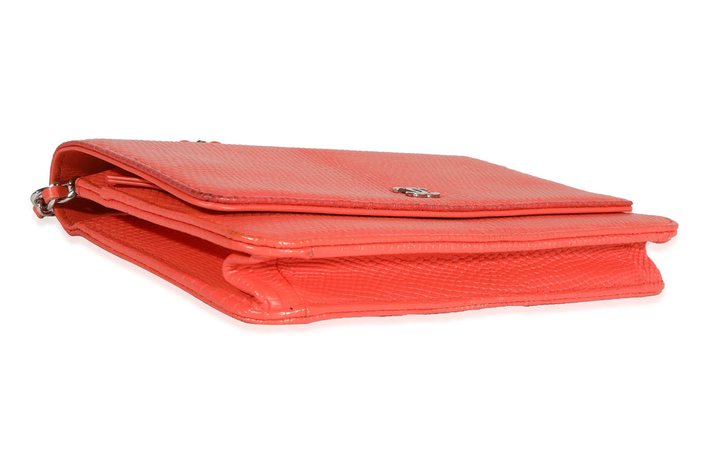 Chanel Coral Lizard Wallet On Chain Pre-Owned