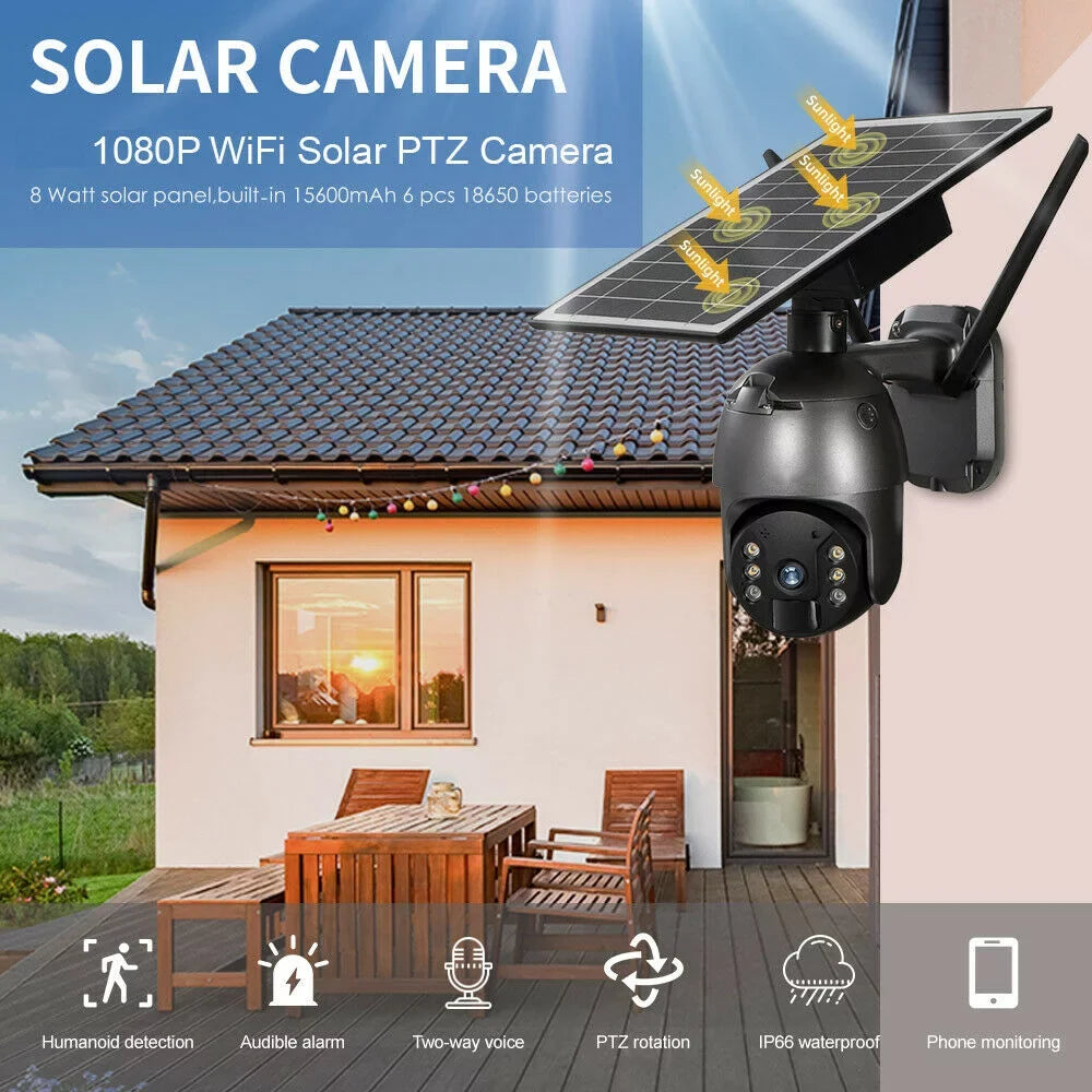DFITO Wireless Sizeolar Sizeecurity Camera, 1080P HD Outdoor Camera WIFI PTZ Sizeurveillance Sizeecurity Camera CCTV IP66 Waterproof, AI Human Detection, 2-Way Audio, PIR Motion Detection