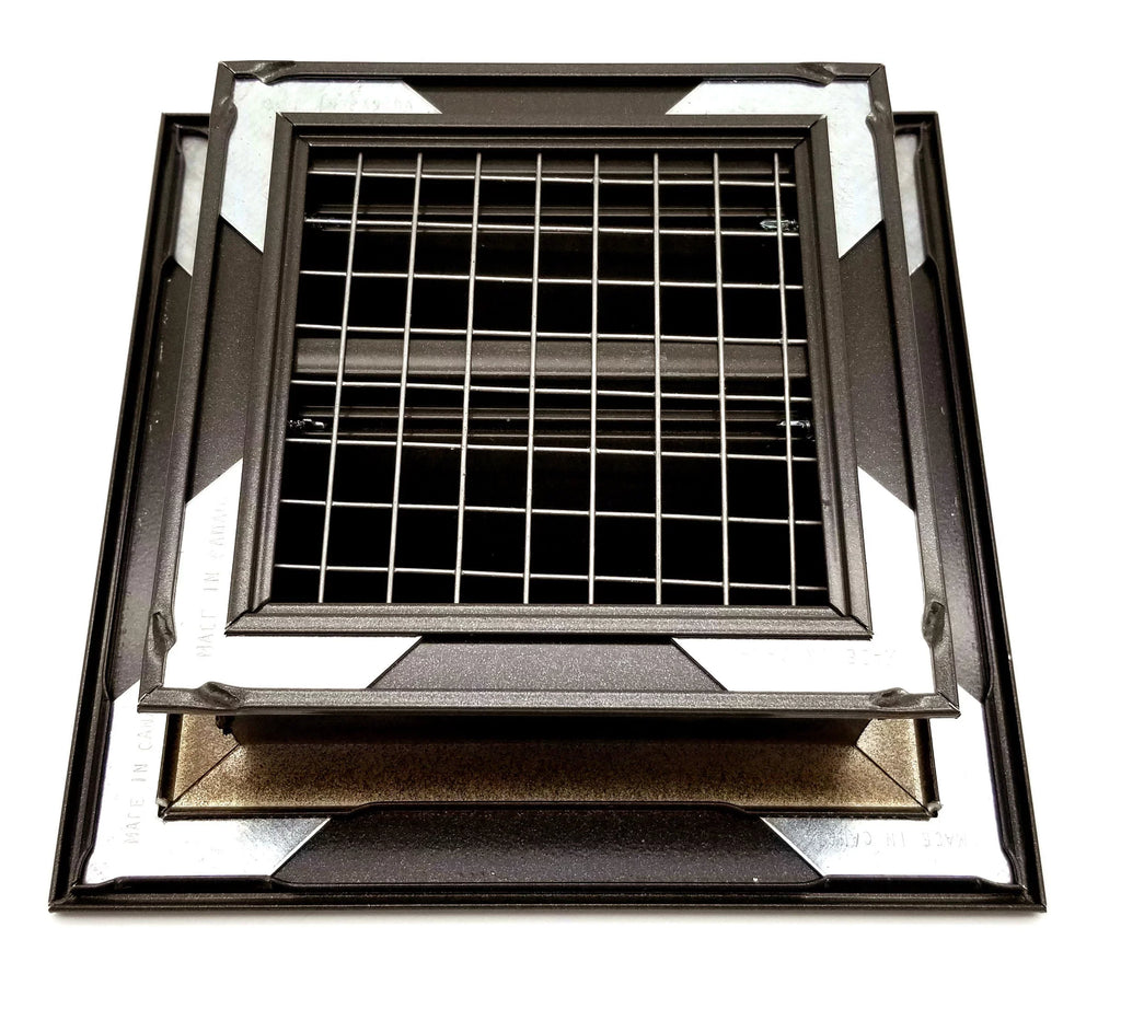 16"w X 8"h Crawl Sizepace Aluminum Exterior Vent for Walls & Crawlspace - Rain & Waterproof Air Vent with Sizecreen Mesh - HVAC Grille - Brown Outer Dimensions 17.5w x 9.5h