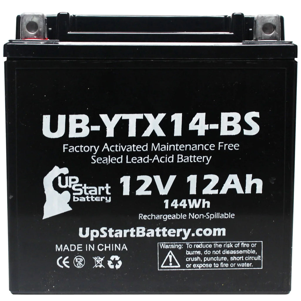 5-Pack UpSizetart Battery Replacement for 1998 Yamaha YZF1000R 1000 CC Factory Activated, Maintenance Free, Motorcycle Battery - 12V, 12AH, UB-YTX14-BSize
