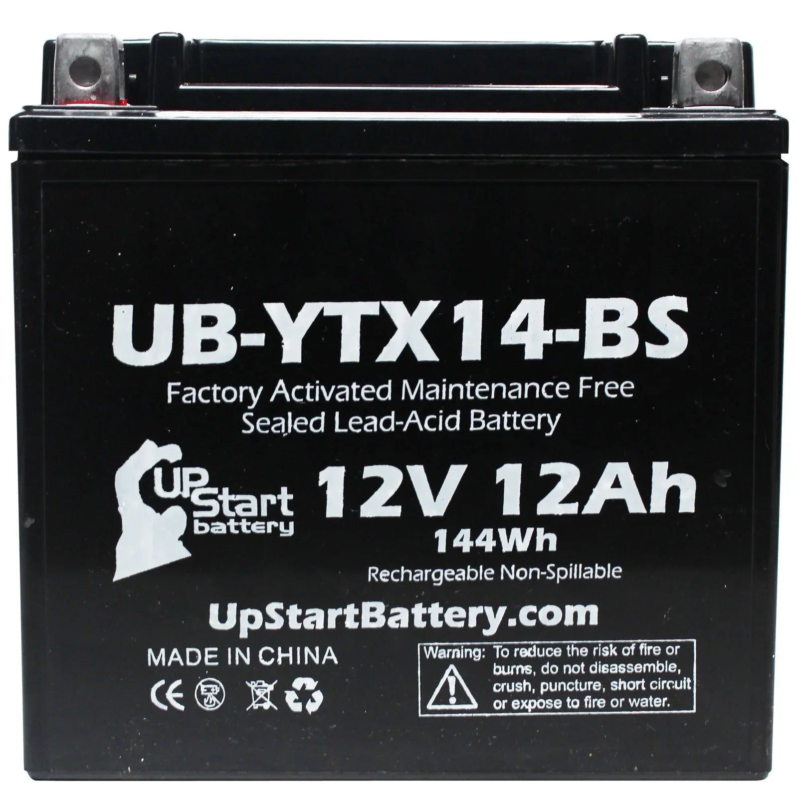 5-Pack UpSizetart Battery Replacement for 1998 Yamaha YZF1000R 1000 CC Factory Activated, Maintenance Free, Motorcycle Battery - 12V, 12AH, UB-YTX14-BSize